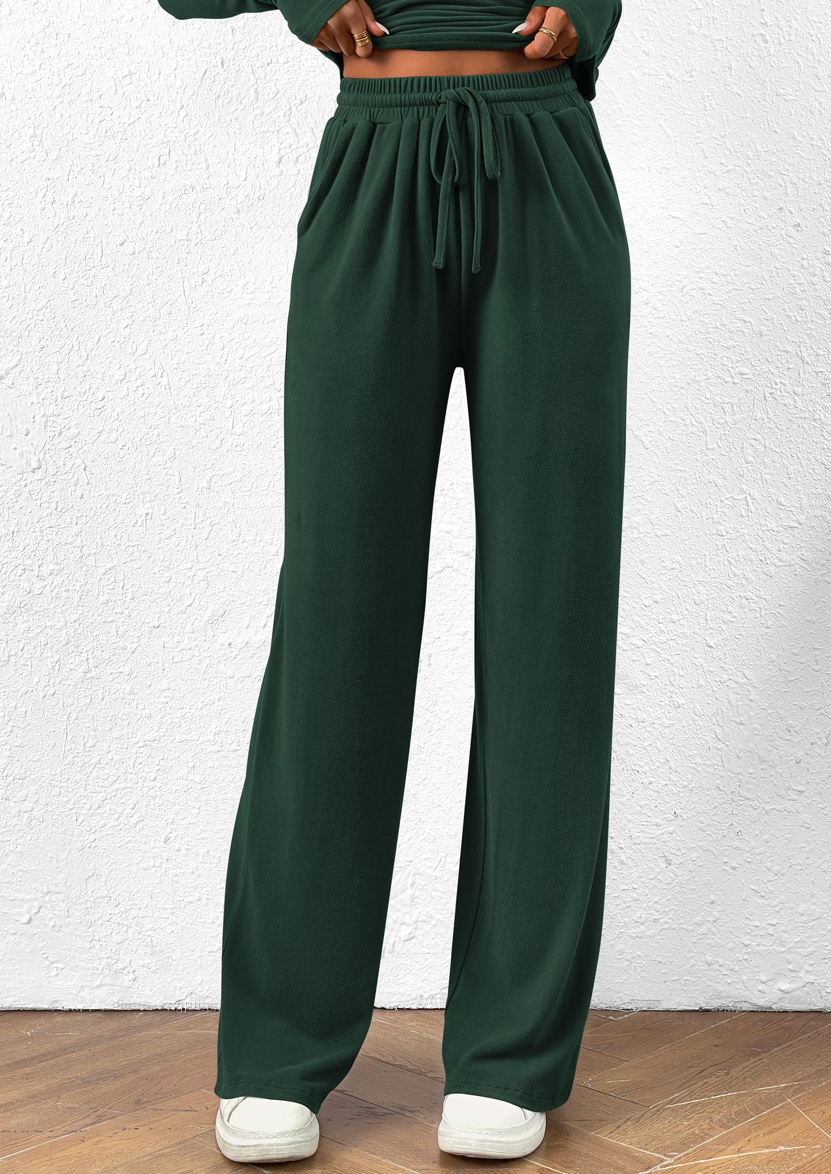 PRETTYGARDEN Women's 2 Piece Lounge Sets Asymmetrical Long Sleeve T Shirt Wide Leg Pants Casual Outfits Tracksuit - Image 22