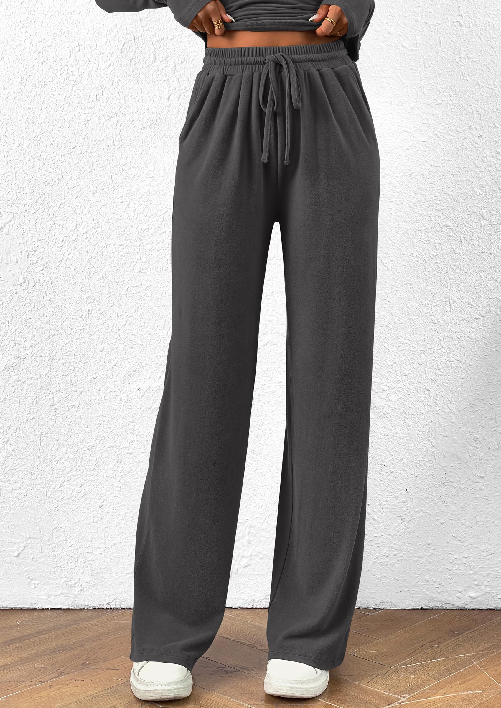 PRETTYGARDEN Women's 2 Piece Lounge Sets Asymmetrical Long Sleeve T Shirt Wide Leg Pants Casual Outfits Tracksuit - Image 33