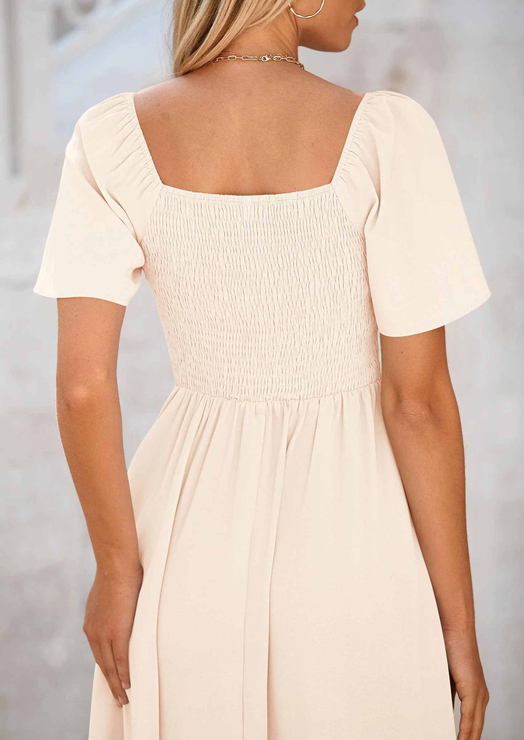 PRETTYGARDEN Summer Dress for Women Casual Short Sleeve Bow Tie V Neck Ruffle Midi Flowy Dresses - Image 13