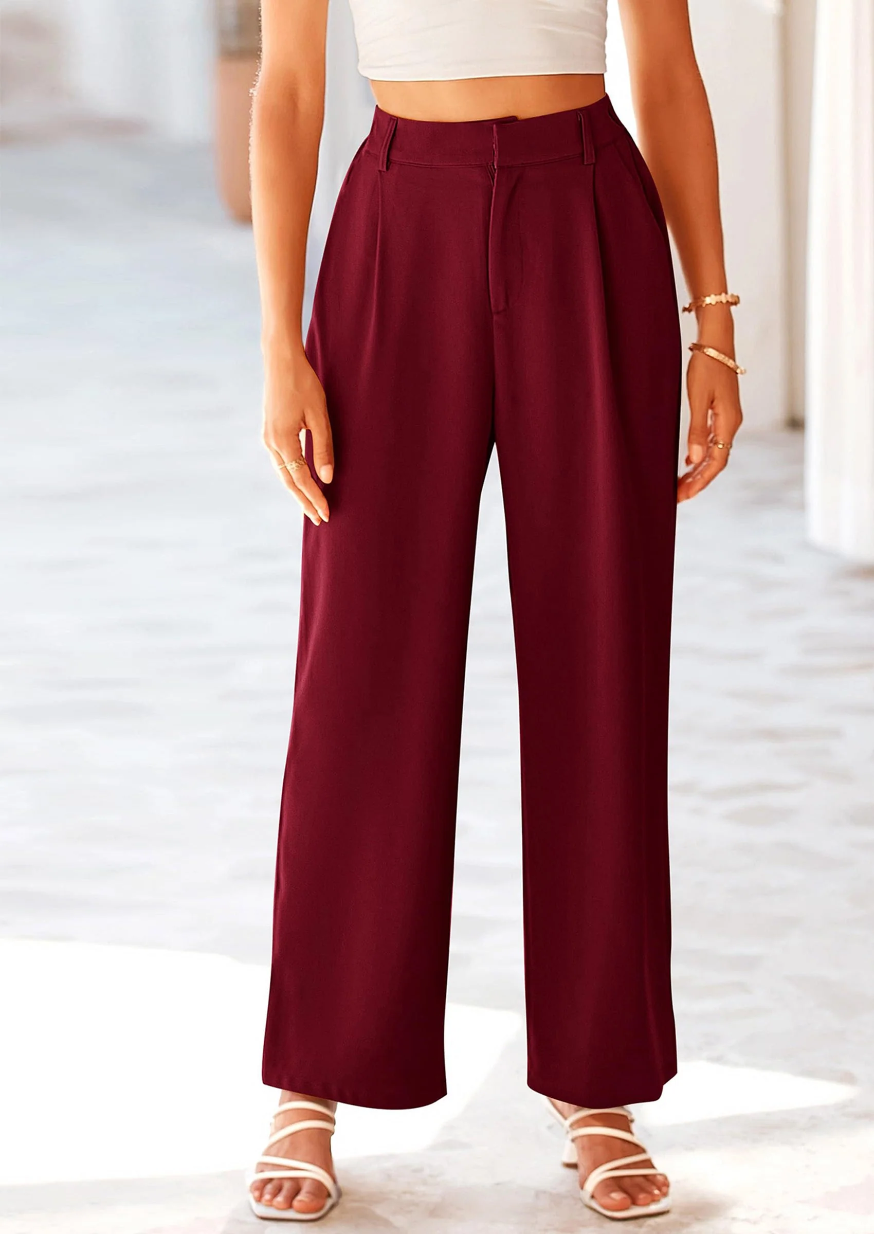 PRETTYGARDEN Wide Leg Pants for Women Trendy Fall High Waisted Business Casual Outfits Work Pant Trousers - Image 44