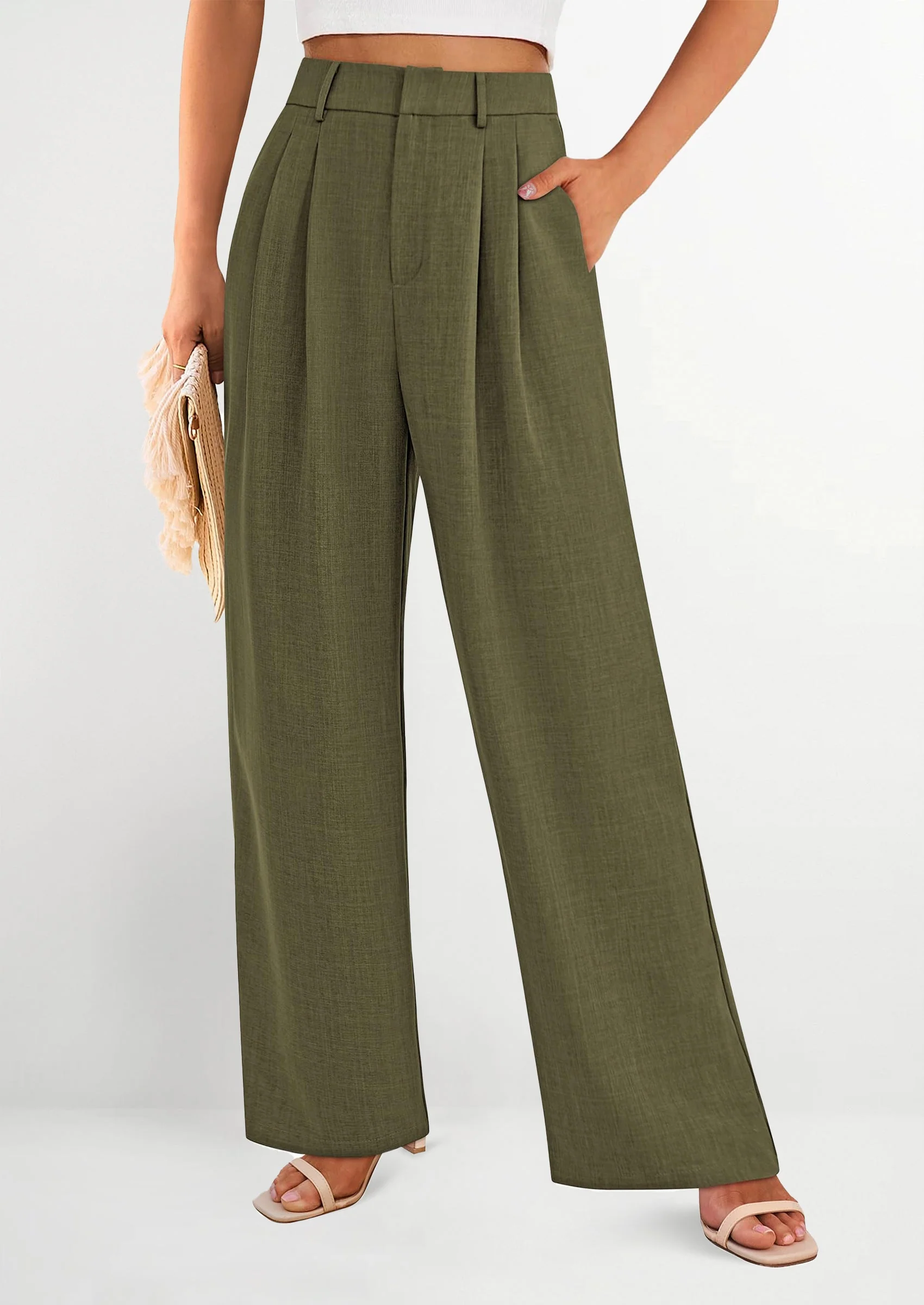 PRETTYGARDEN Women's Summer Elastic High Waisted Work Pants Straight Leg Dressy Business Casual Trousers Slacks Pockets - Image 22