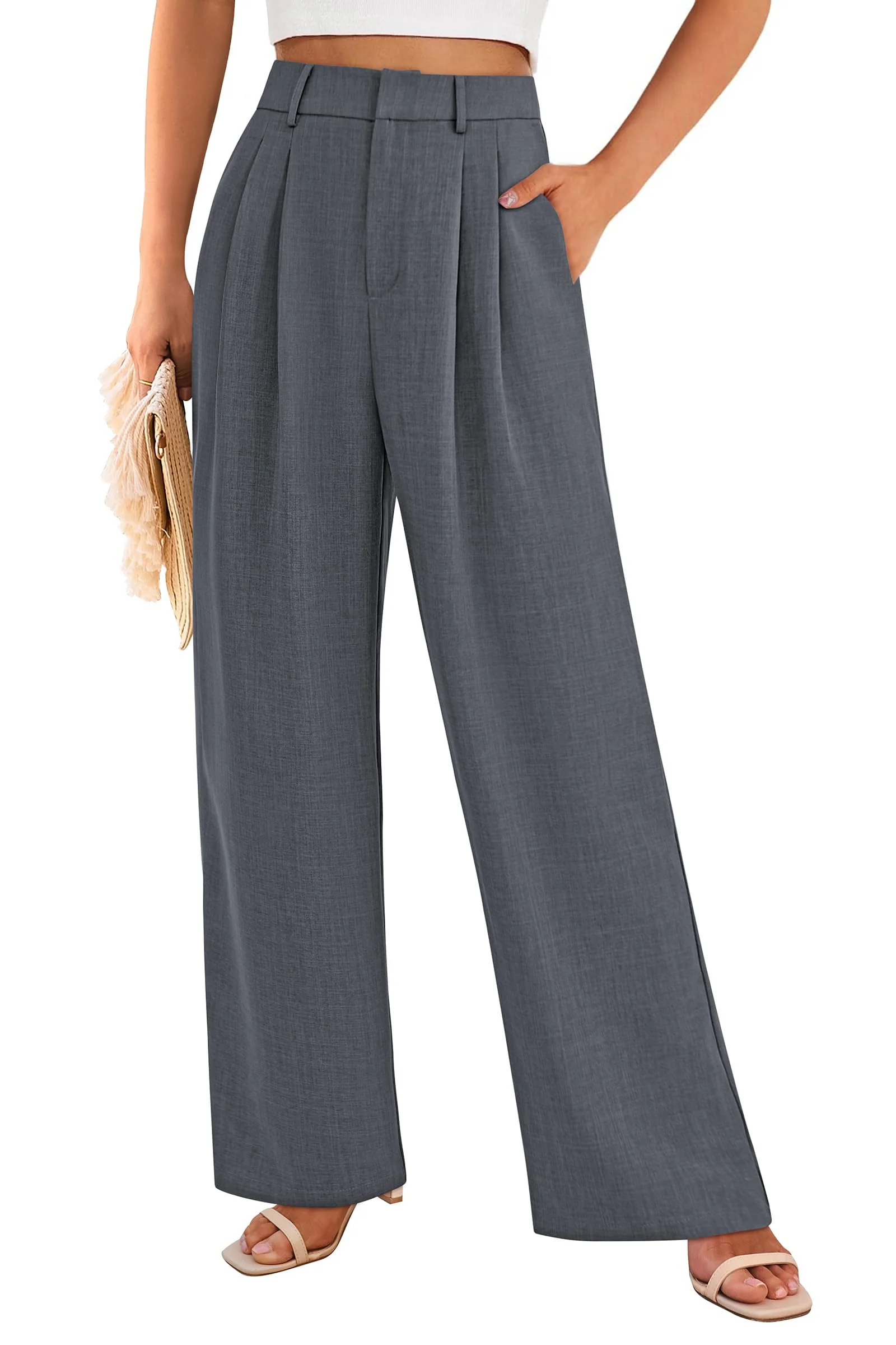 PRETTYGARDEN Women's Summer Elastic High Waisted Work Pants Straight Leg Dressy Business Casual Trousers Slacks Pockets - Image 28