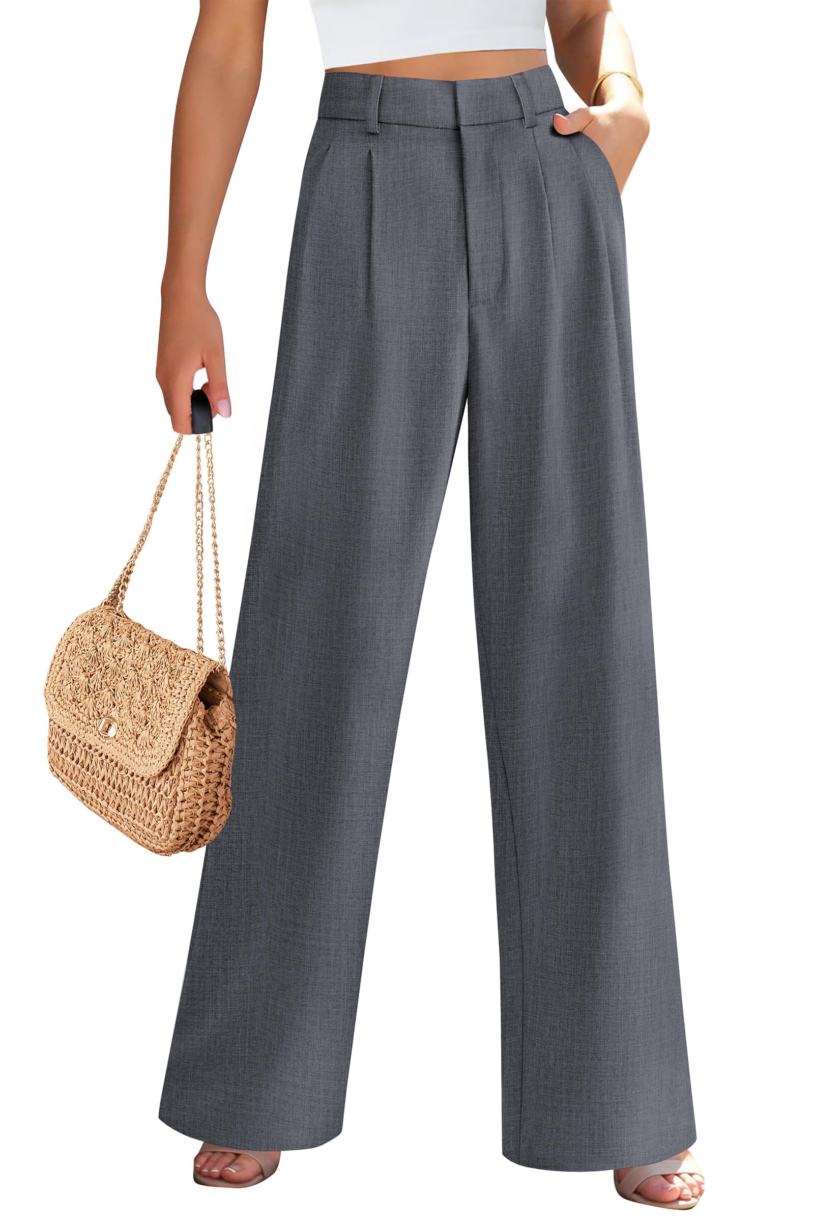 PRETTYGARDEN Women's Summer Elastic High Waisted Work Pants Straight Leg Dressy Business Casual Trousers Slacks Pockets - Image 29