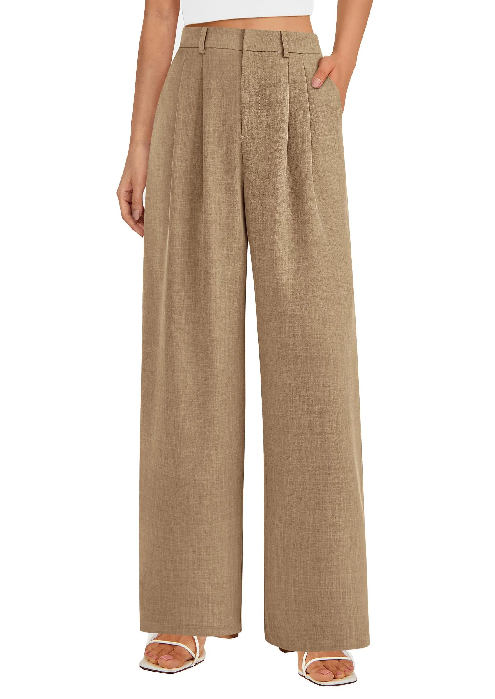 PRETTYGARDEN Women's Summer Elastic High Waisted Work Pants Straight Leg Dressy Business Casual Trousers Slacks Pockets - Image 4