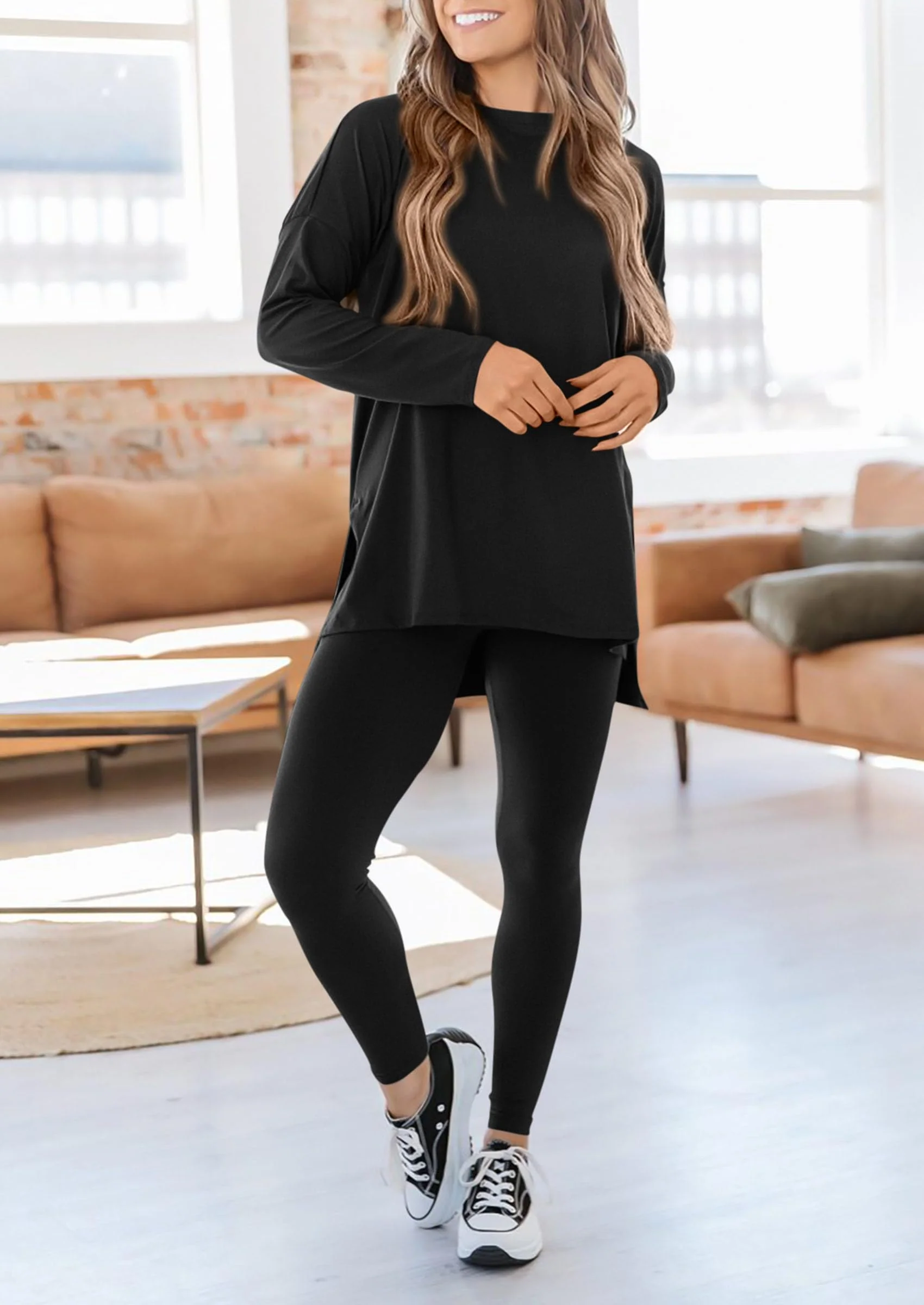 PRETTYGARDEN 2 Piece Outfits Casual Long Sleeve Tunic Tops Legging Pants Lounge Sets Sweatsuits - Image 12