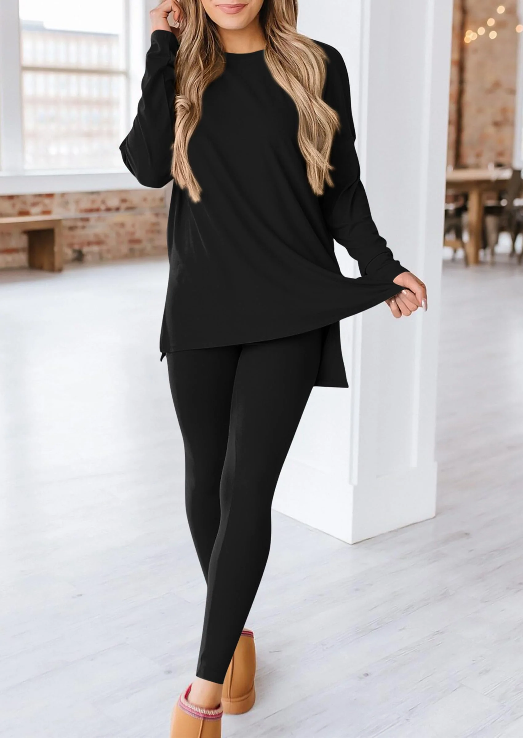 PRETTYGARDEN 2 Piece Outfits Casual Long Sleeve Tunic Tops Legging Pants Lounge Sets Sweatsuits - Image 14