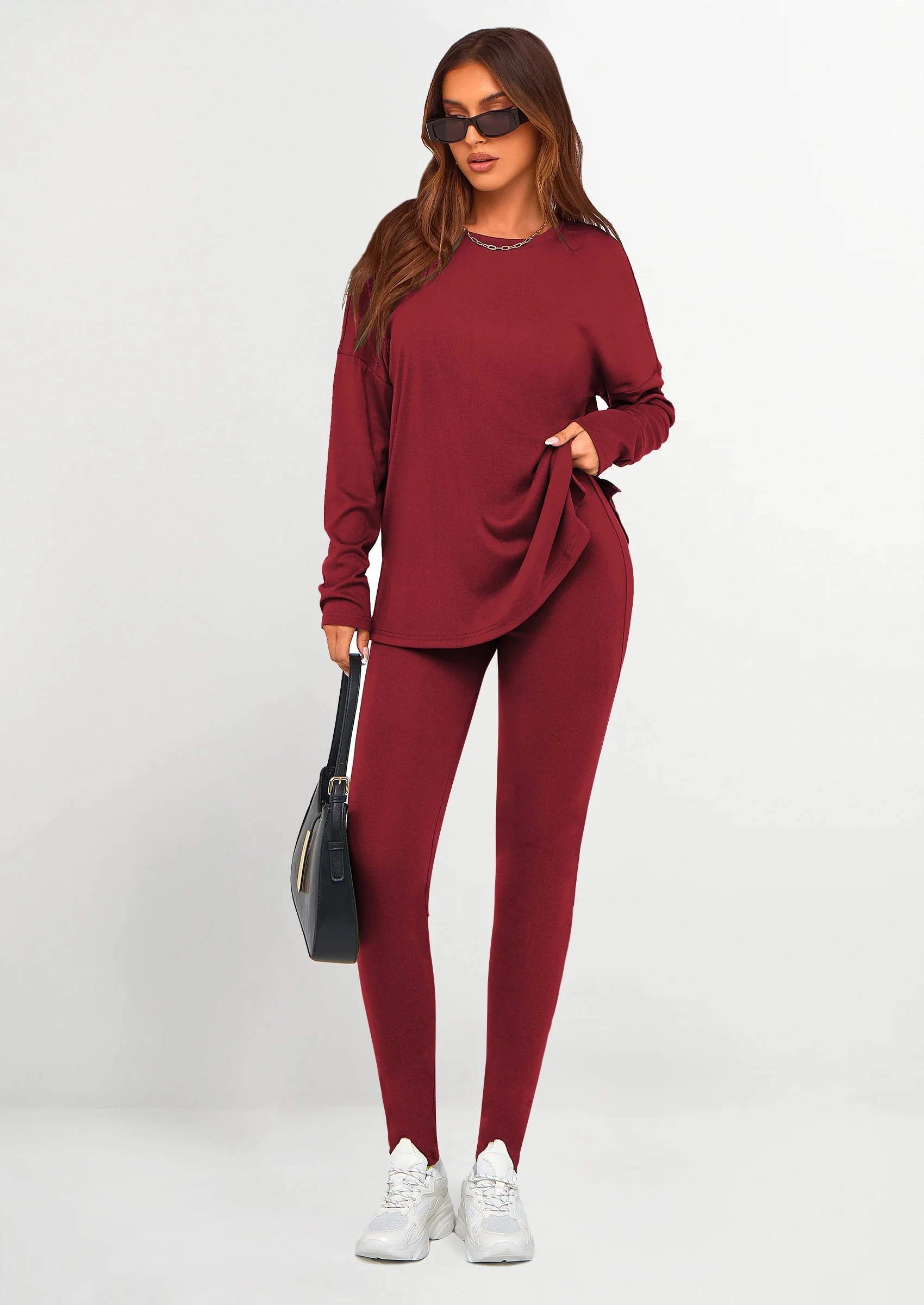 PRETTYGARDEN 2 Piece Outfits Casual Long Sleeve Tunic Tops Legging Pants Lounge Sets Sweatsuits - Image 17
