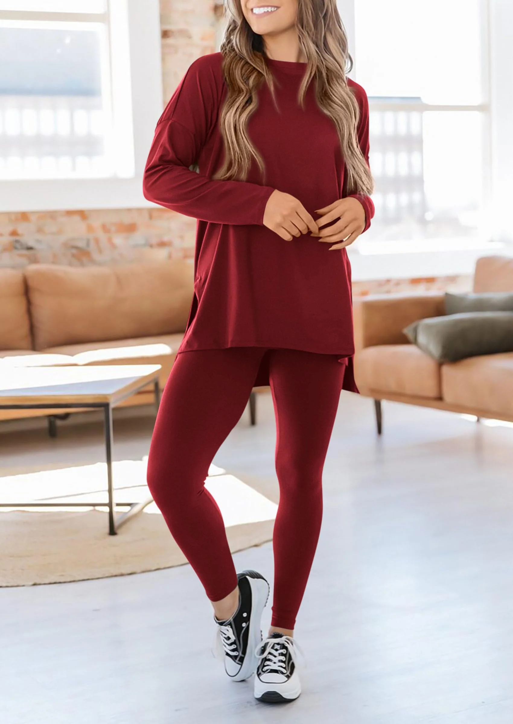 PRETTYGARDEN 2 Piece Outfits Casual Long Sleeve Tunic Tops Legging Pants Lounge Sets Sweatsuits - Image 19