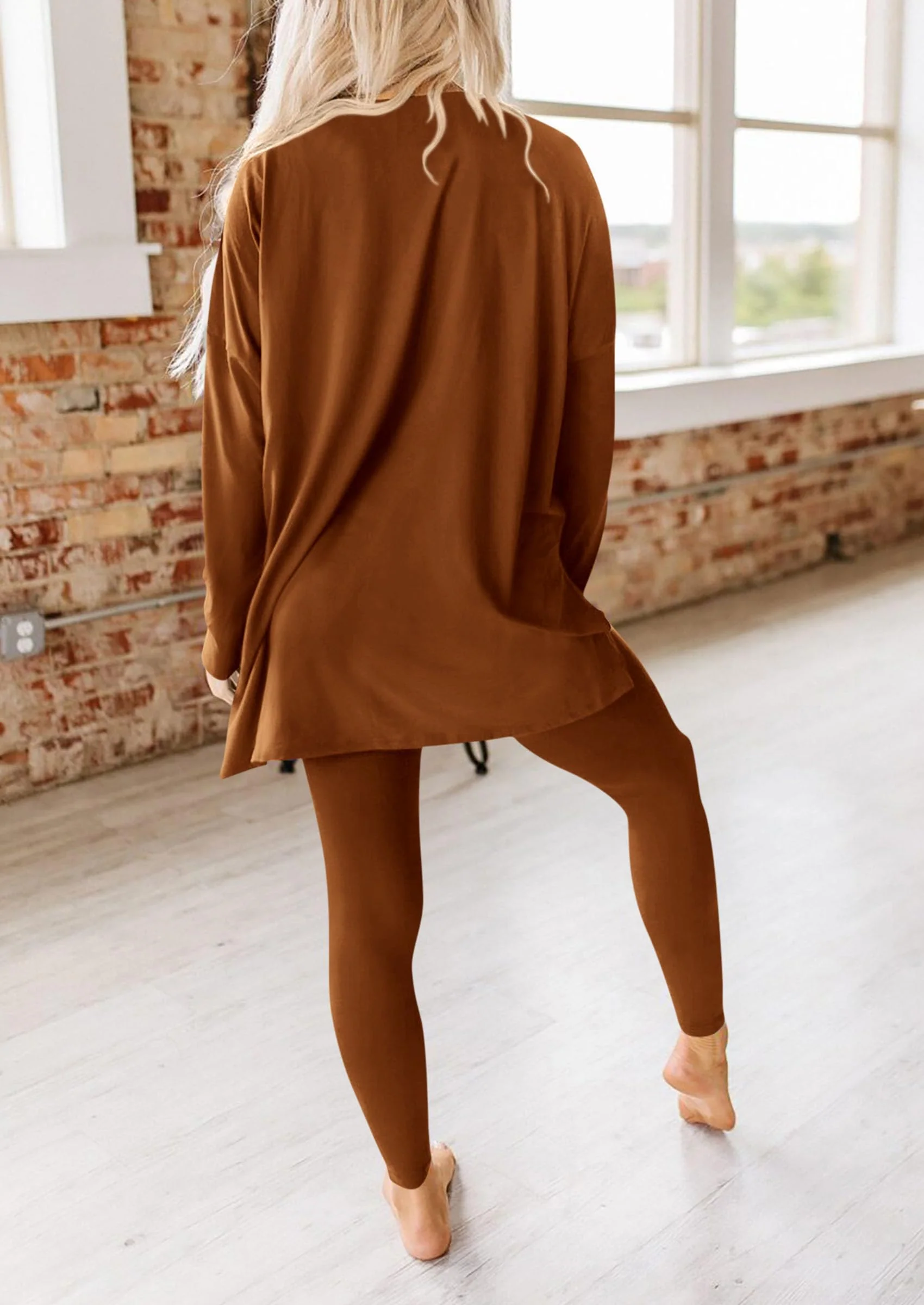 PRETTYGARDEN 2 Piece Outfits Casual Long Sleeve Tunic Tops Legging Pants Lounge Sets Sweatsuits - Image 2