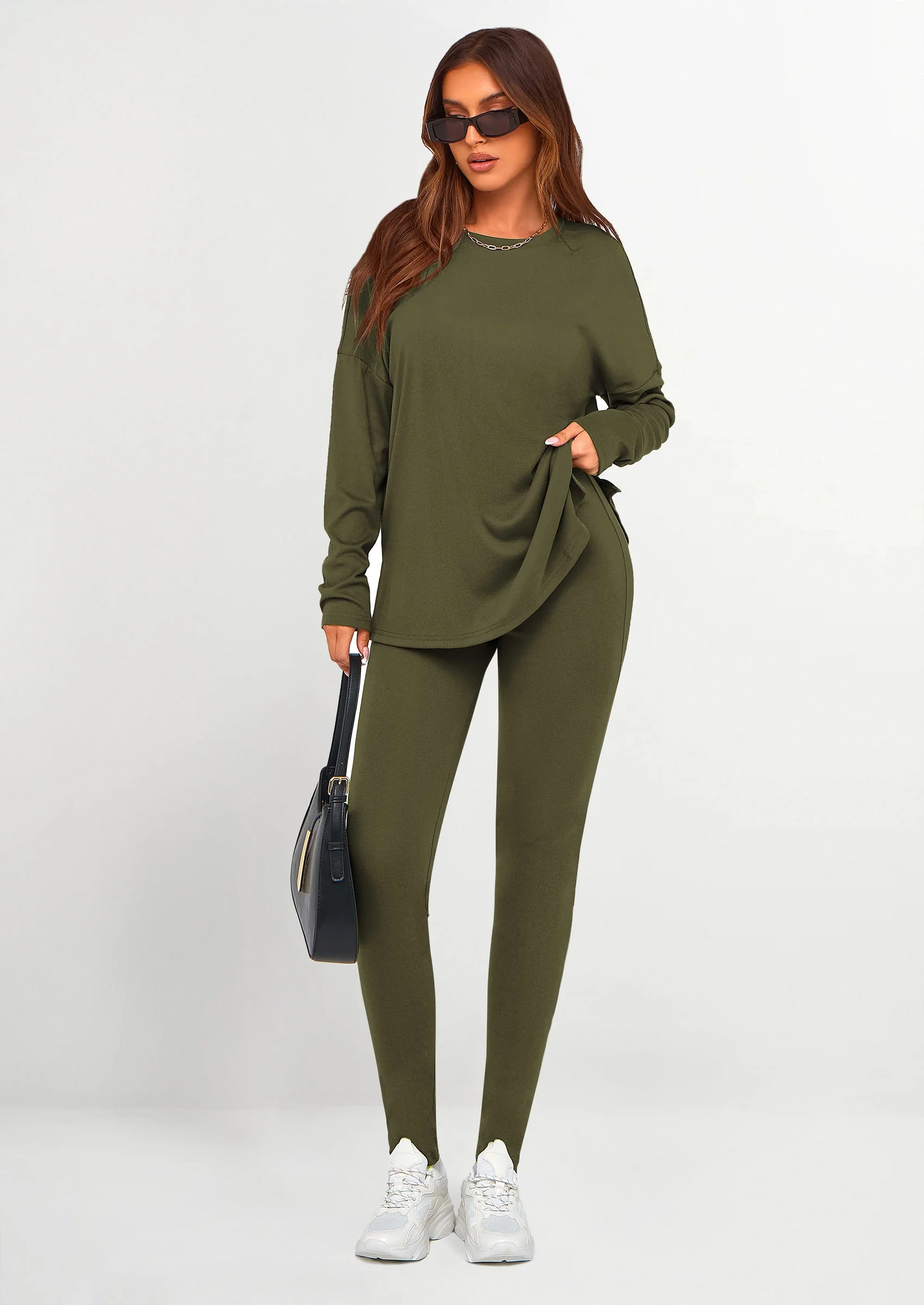 PRETTYGARDEN 2 Piece Outfits Casual Long Sleeve Tunic Tops Legging Pants Lounge Sets Sweatsuits - Image 20