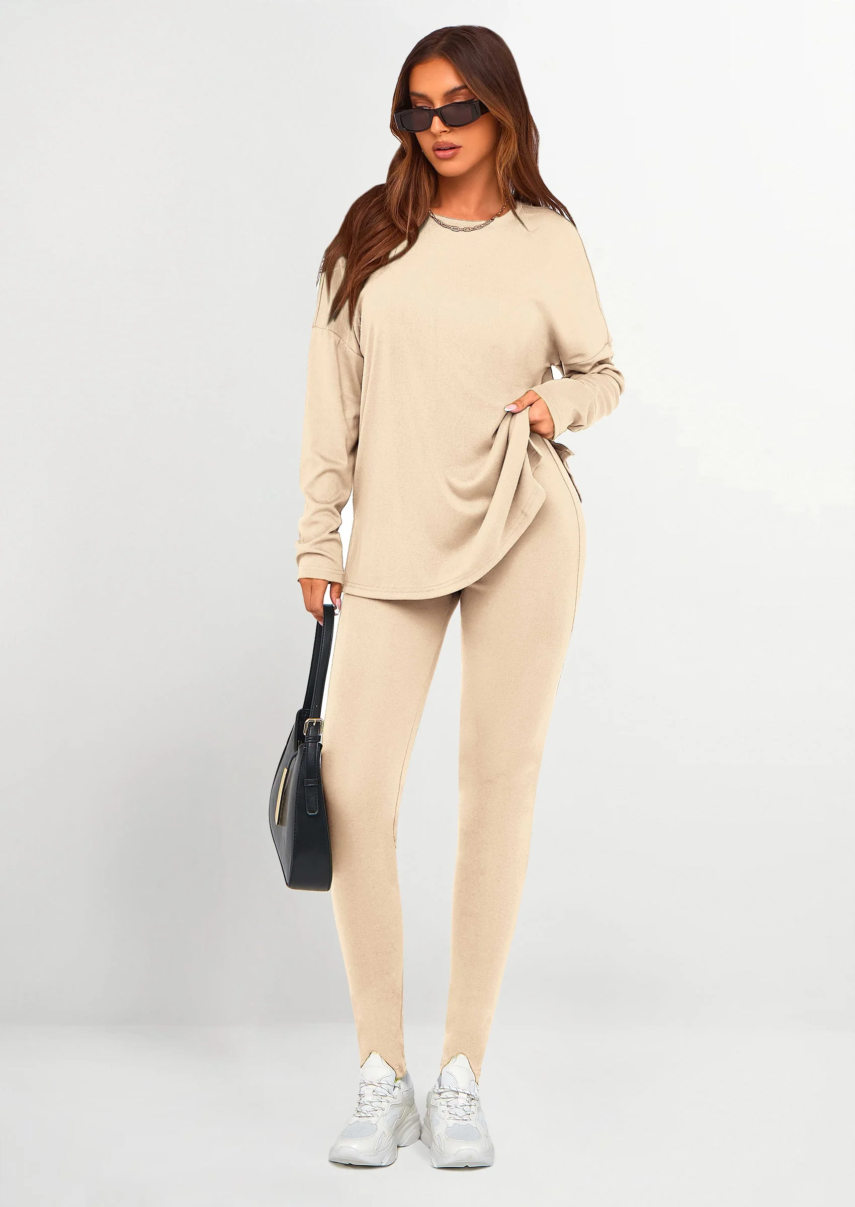 PRETTYGARDEN 2 Piece Outfits Casual Long Sleeve Tunic Tops Legging Pants Lounge Sets Sweatsuits - Image 24