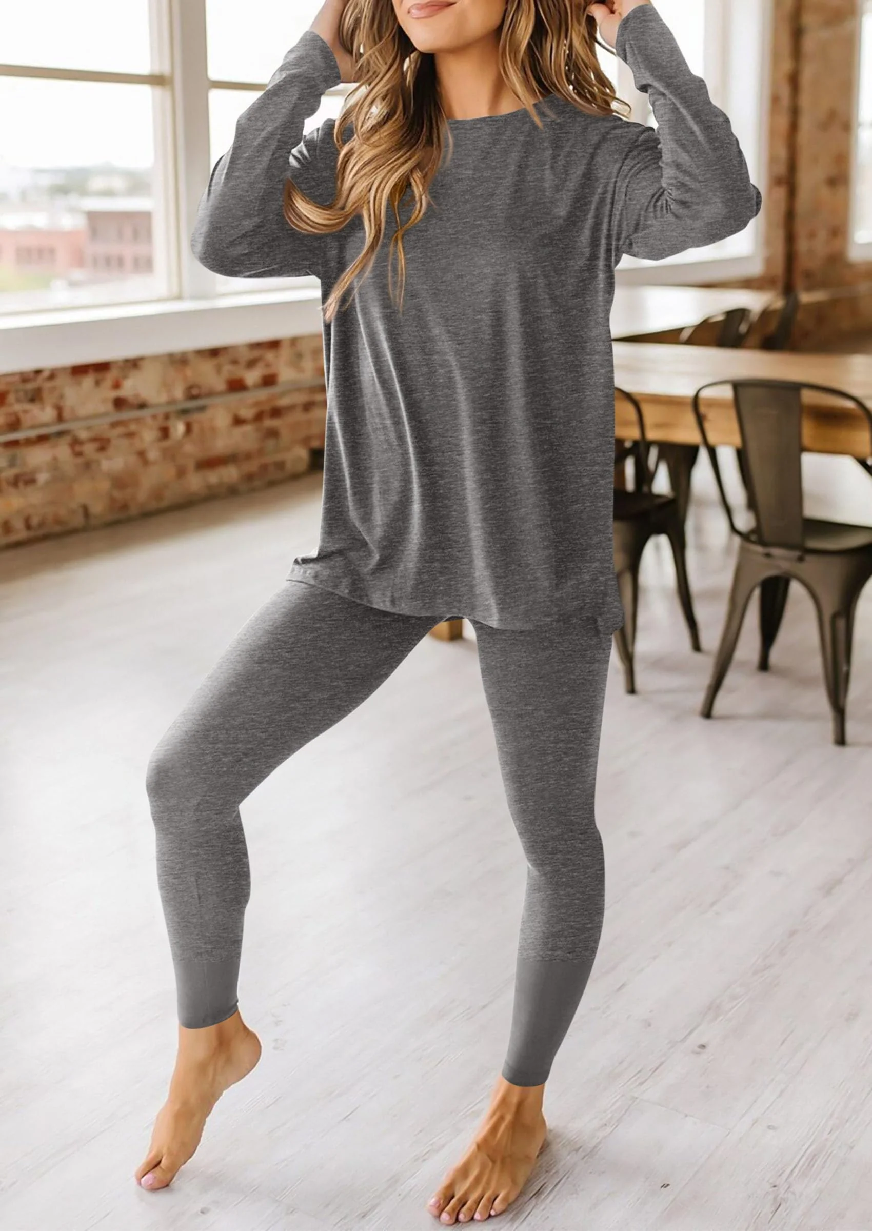 PRETTYGARDEN 2 Piece Outfits Casual Long Sleeve Tunic Tops Legging Pants Lounge Sets Sweatsuits - Image 29