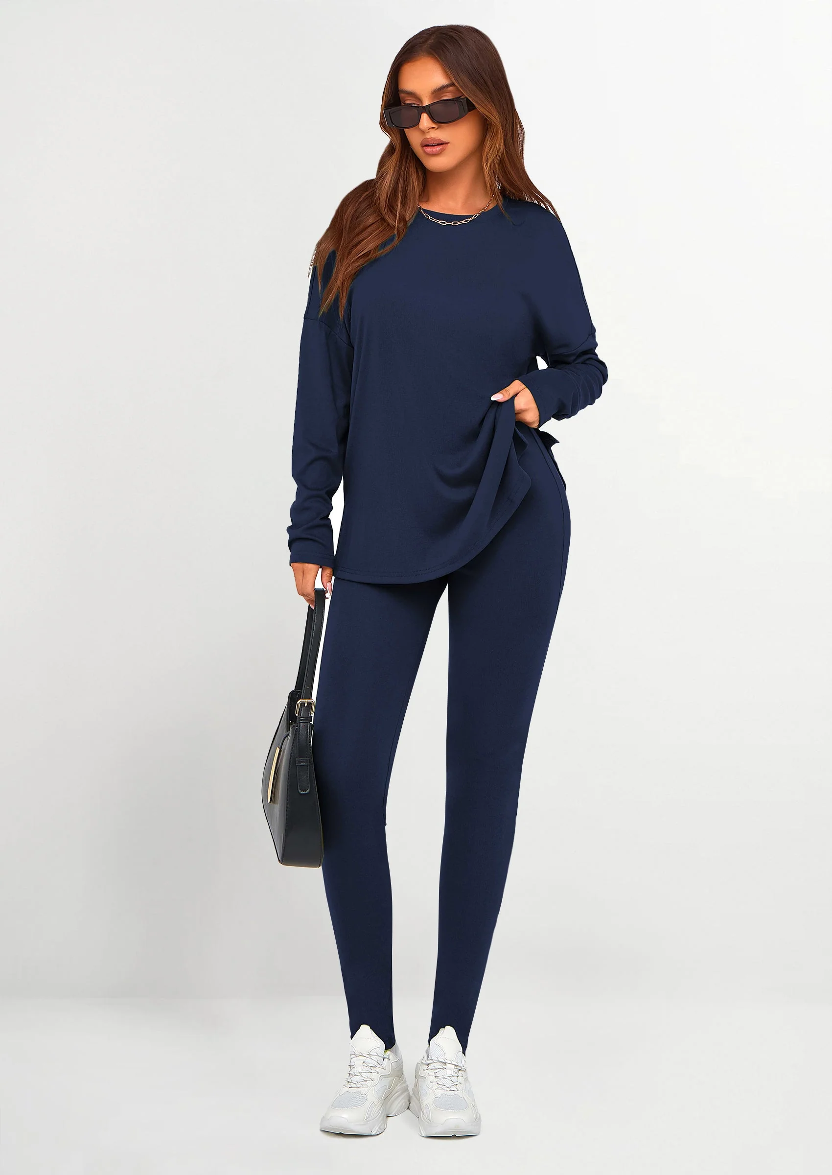 PRETTYGARDEN 2 Piece Outfits Casual Long Sleeve Tunic Tops Legging Pants Lounge Sets Sweatsuits - Image 8