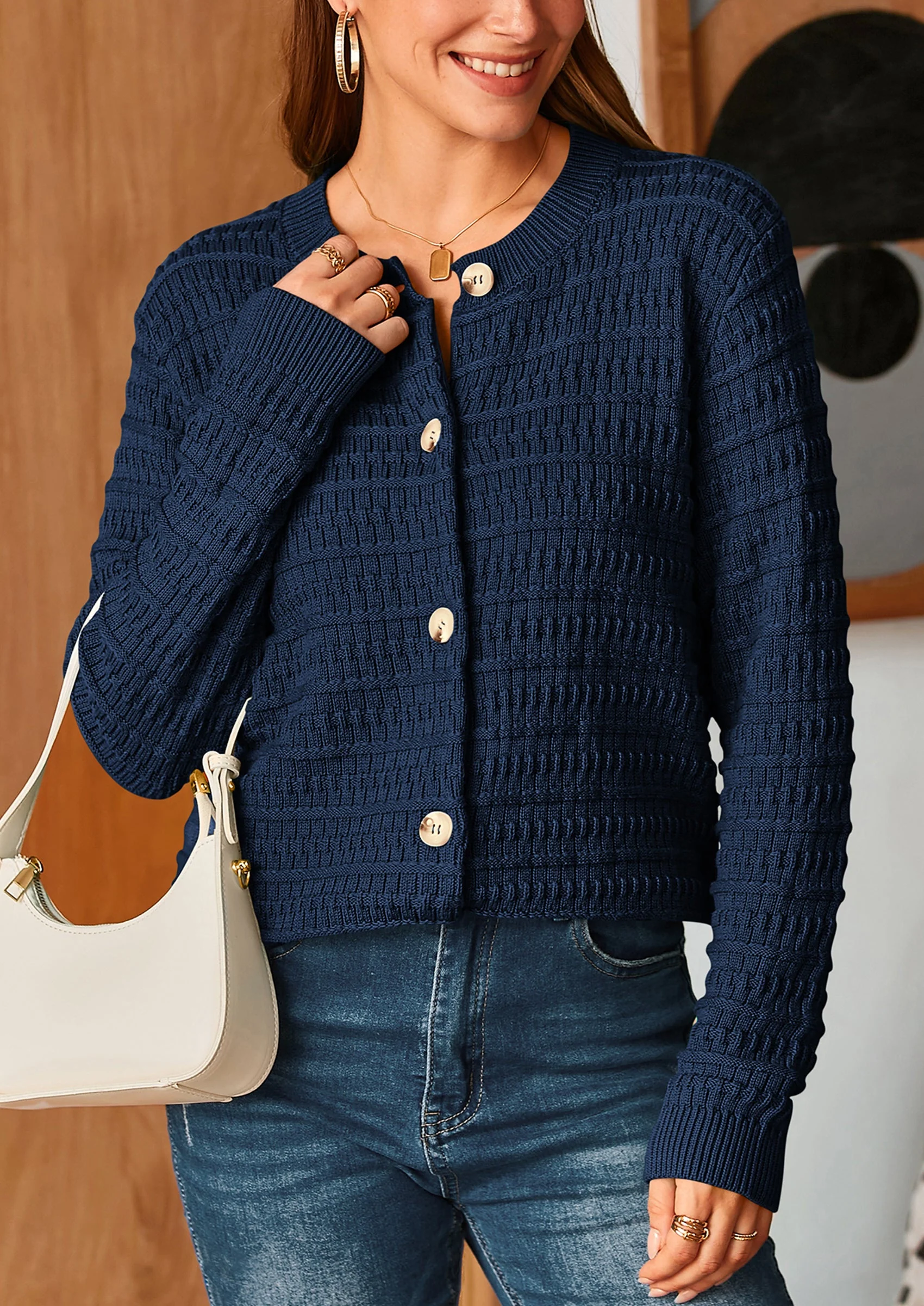 PRETTYGARDEN Women's Knit Cardigan Sweaters Casual Long Sleeve Open Front Button Down Trendy Jackets Outerwear - Image 100