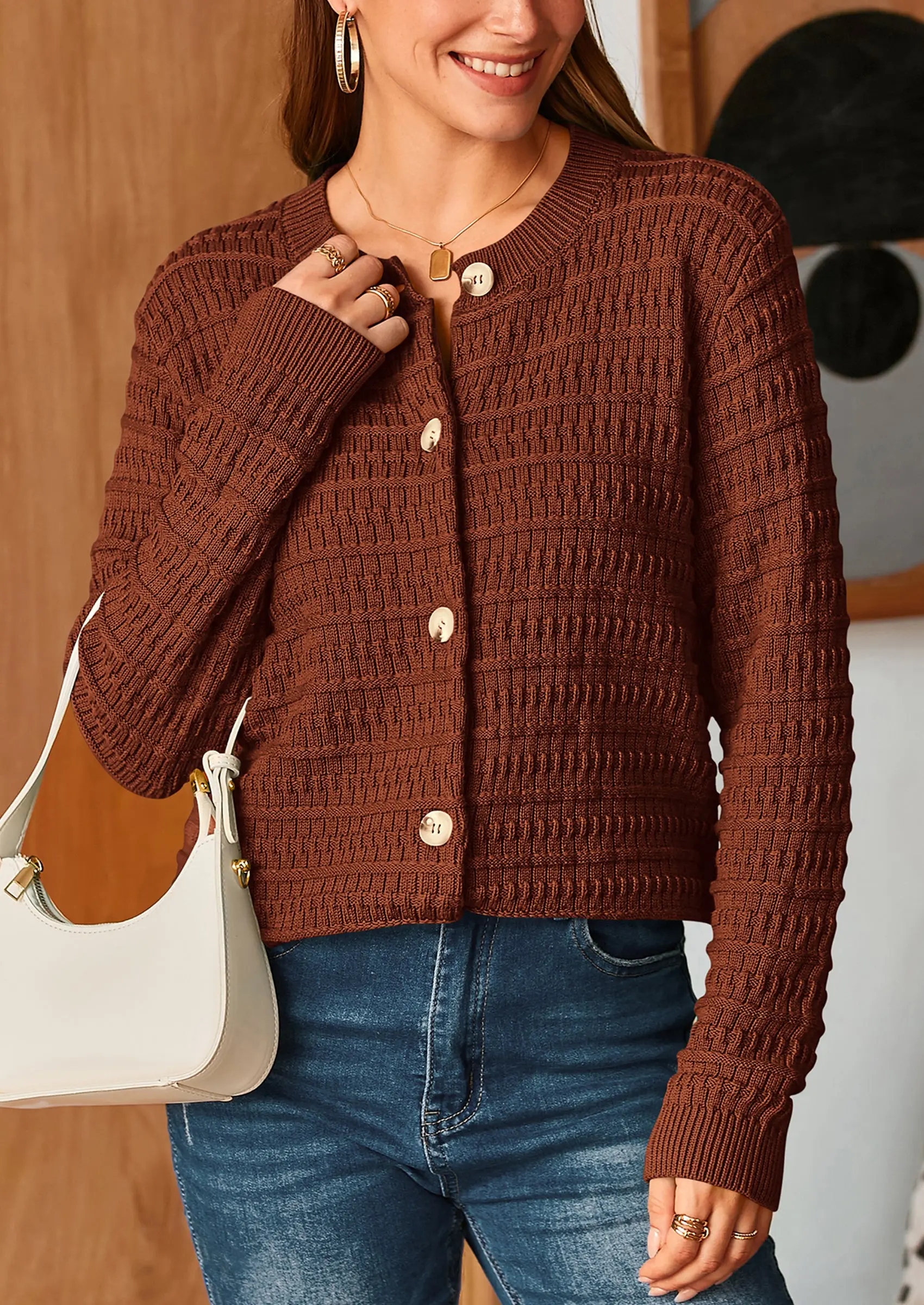 PRETTYGARDEN Women's Knit Cardigan Sweaters Casual Long Sleeve Open Front Button Down Trendy Jackets Outerwear - Image 40