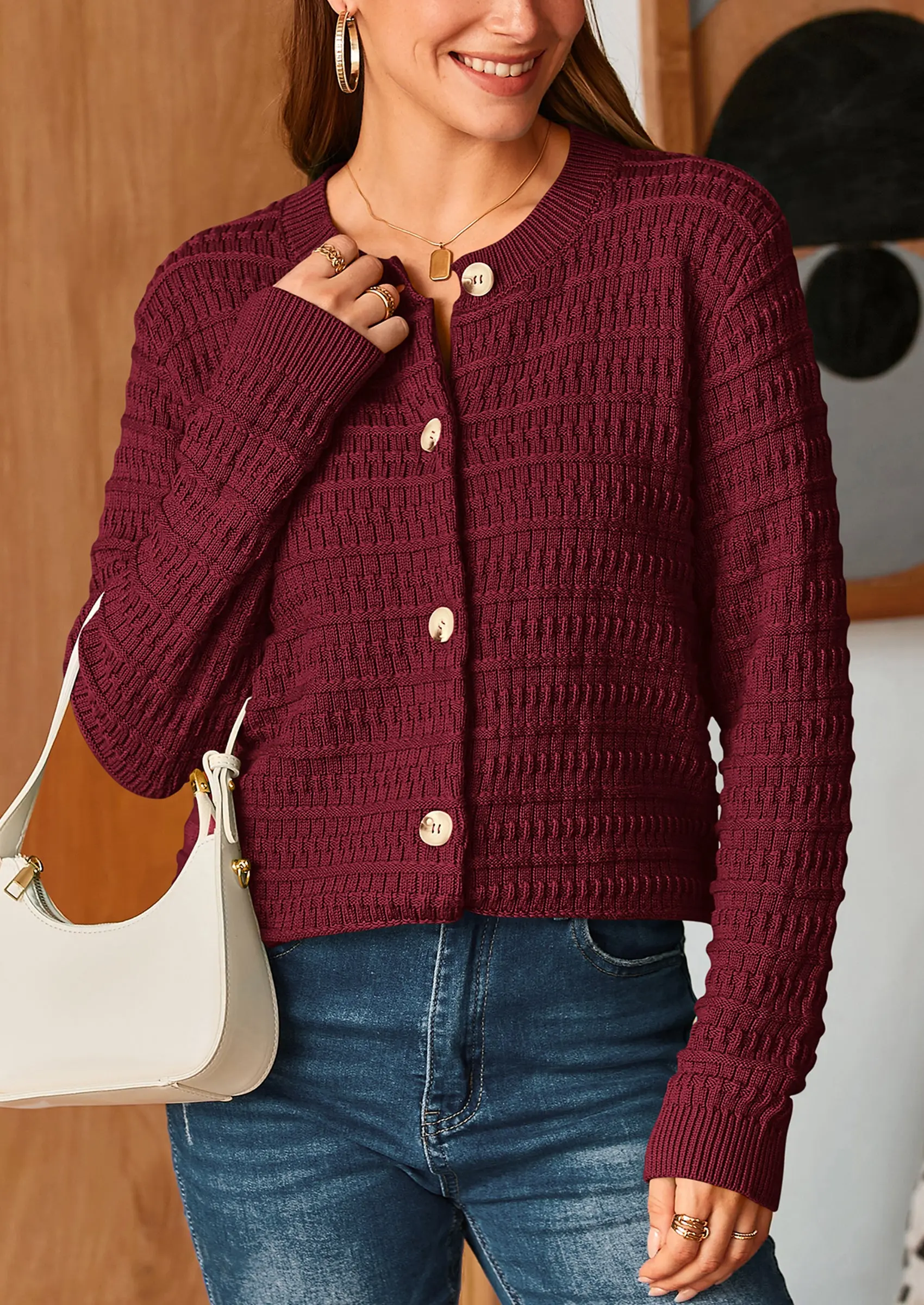 PRETTYGARDEN Women's Knit Cardigan Sweaters Casual Long Sleeve Open Front Button Down Trendy Jackets Outerwear - Image 47