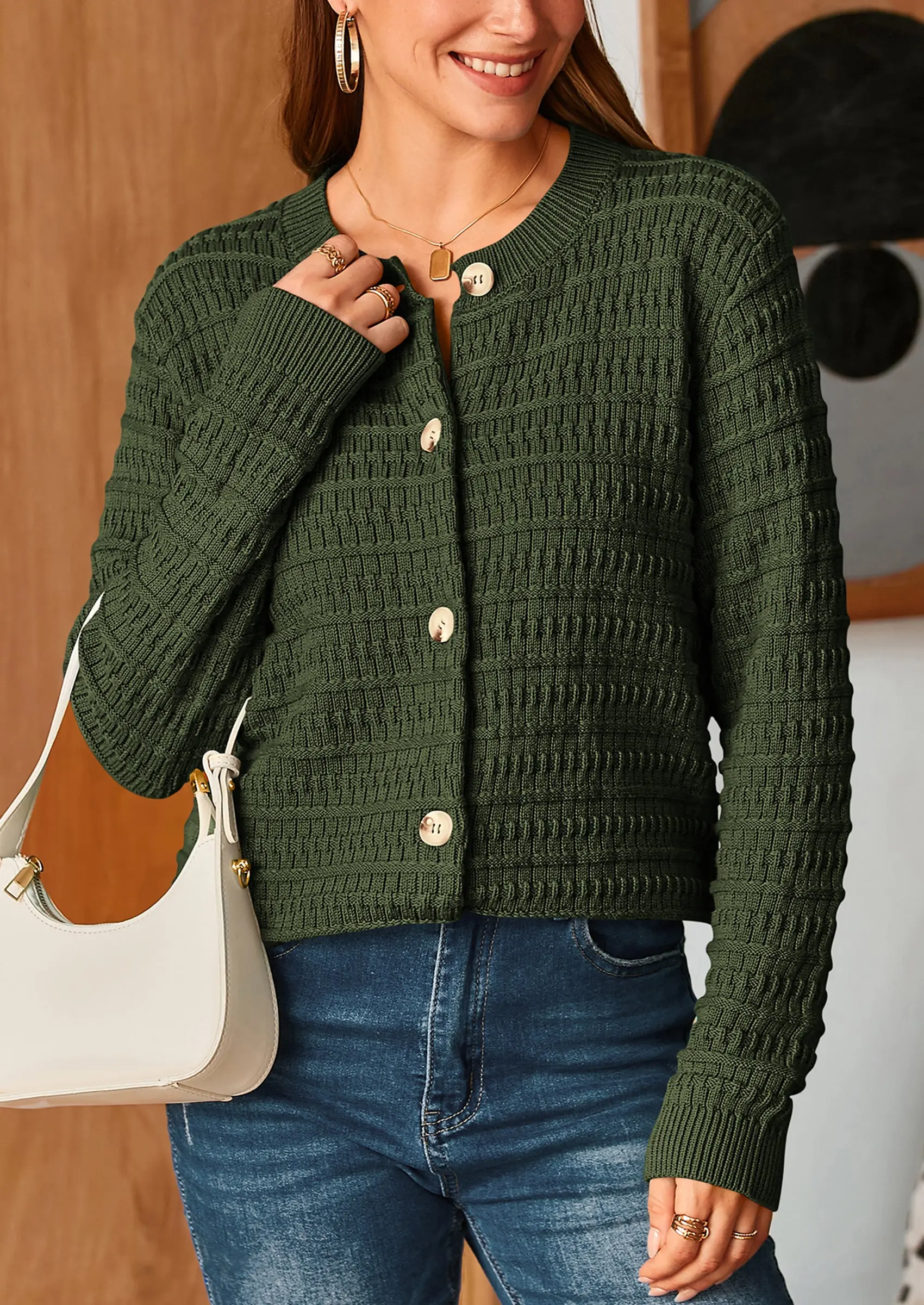 PRETTYGARDEN Women's Knit Cardigan Sweaters Casual Long Sleeve Open Front Button Down Trendy Jackets Outerwear - Image 53