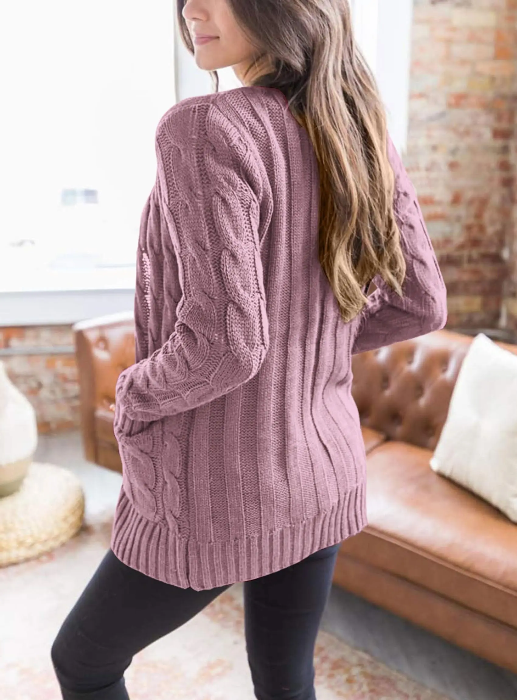 PRETTYGARDEN Women's Open Front Cardigan Sweaters Fall Fashion Button Down Cable Knit Chunky Winter Outerwear Coats - Image 102