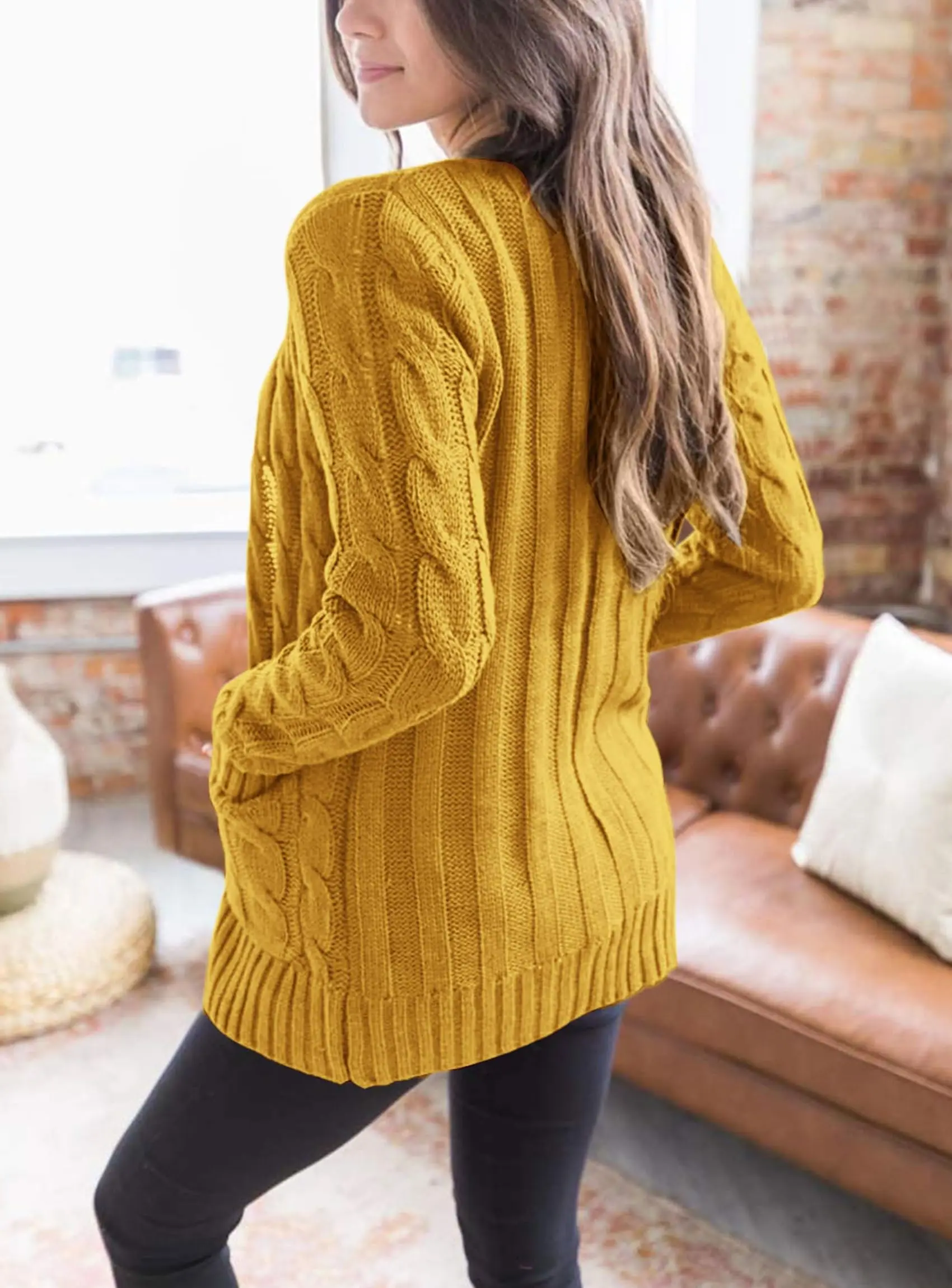 PRETTYGARDEN Women's Open Front Cardigan Sweaters Fall Fashion Button Down Cable Knit Chunky Winter Outerwear Coats - Image 111