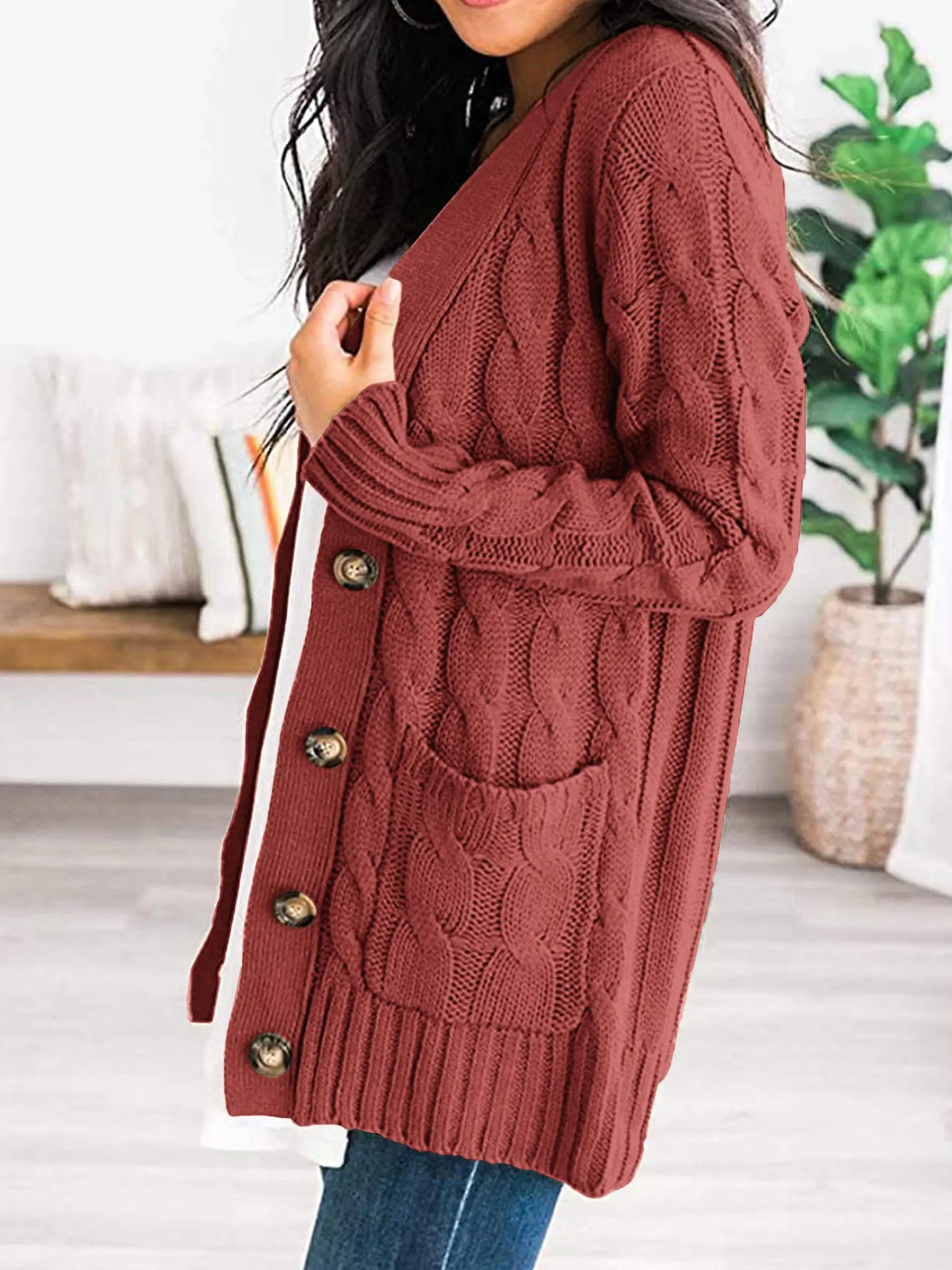 PRETTYGARDEN Women's Open Front Cardigan Sweaters Fall Fashion Button Down Cable Knit Chunky Winter Outerwear Coats - Image 19