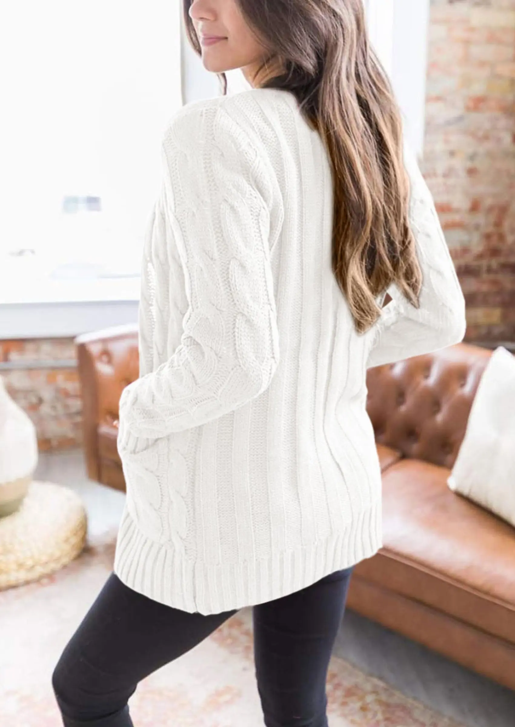 PRETTYGARDEN Women's Open Front Cardigan Sweaters Fall Fashion Button Down Cable Knit Chunky Winter Outerwear Coats - Image 22