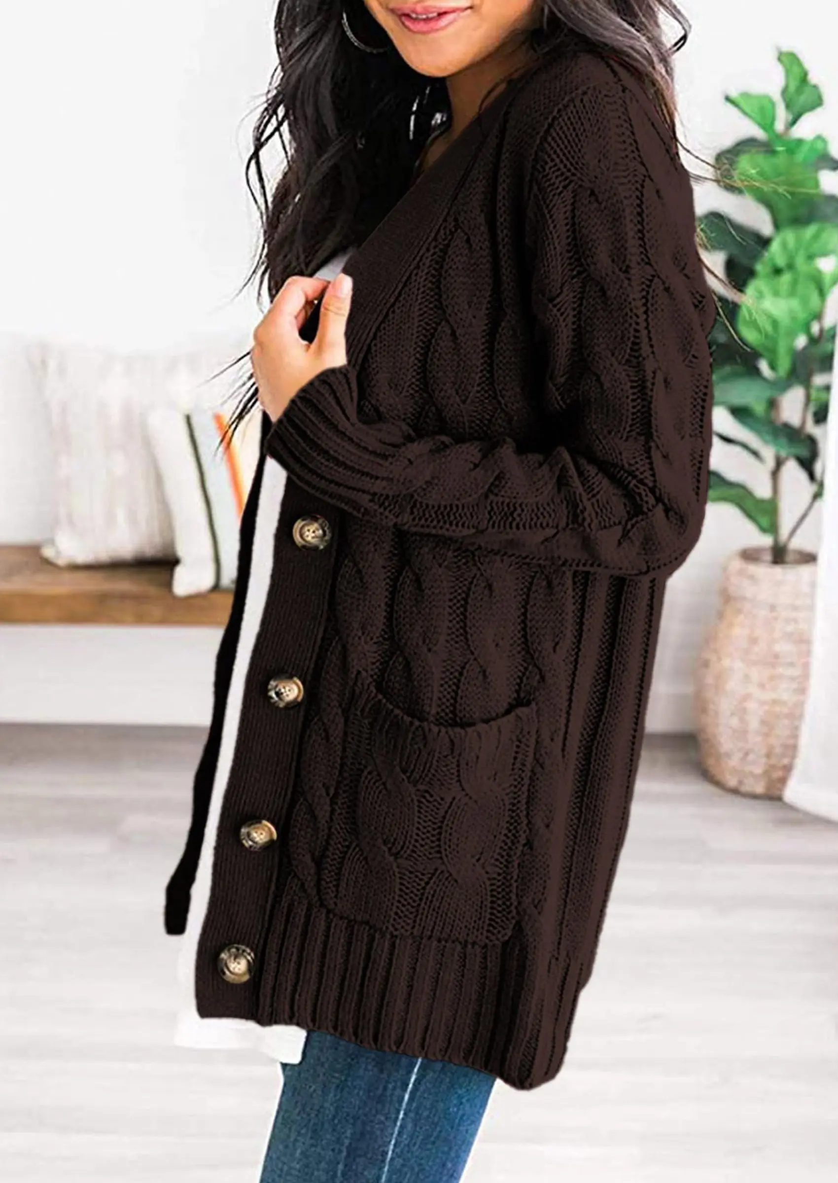 PRETTYGARDEN Women's Open Front Cardigan Sweaters Fall Fashion Button Down Cable Knit Chunky Winter Outerwear Coats - Image 54