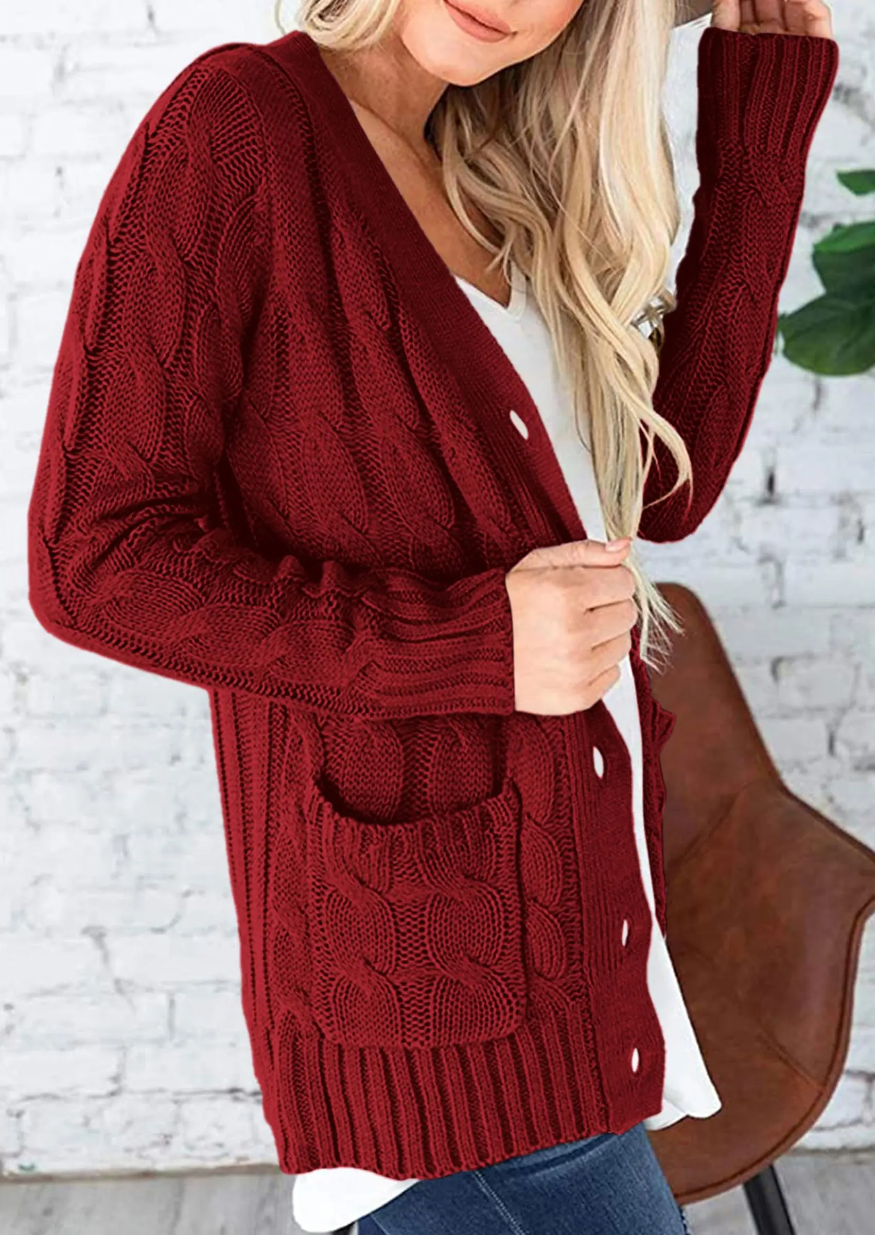 PRETTYGARDEN Women's Open Front Cardigan Sweaters Fall Fashion Button Down Cable Knit Chunky Winter Outerwear Coats - Image 60