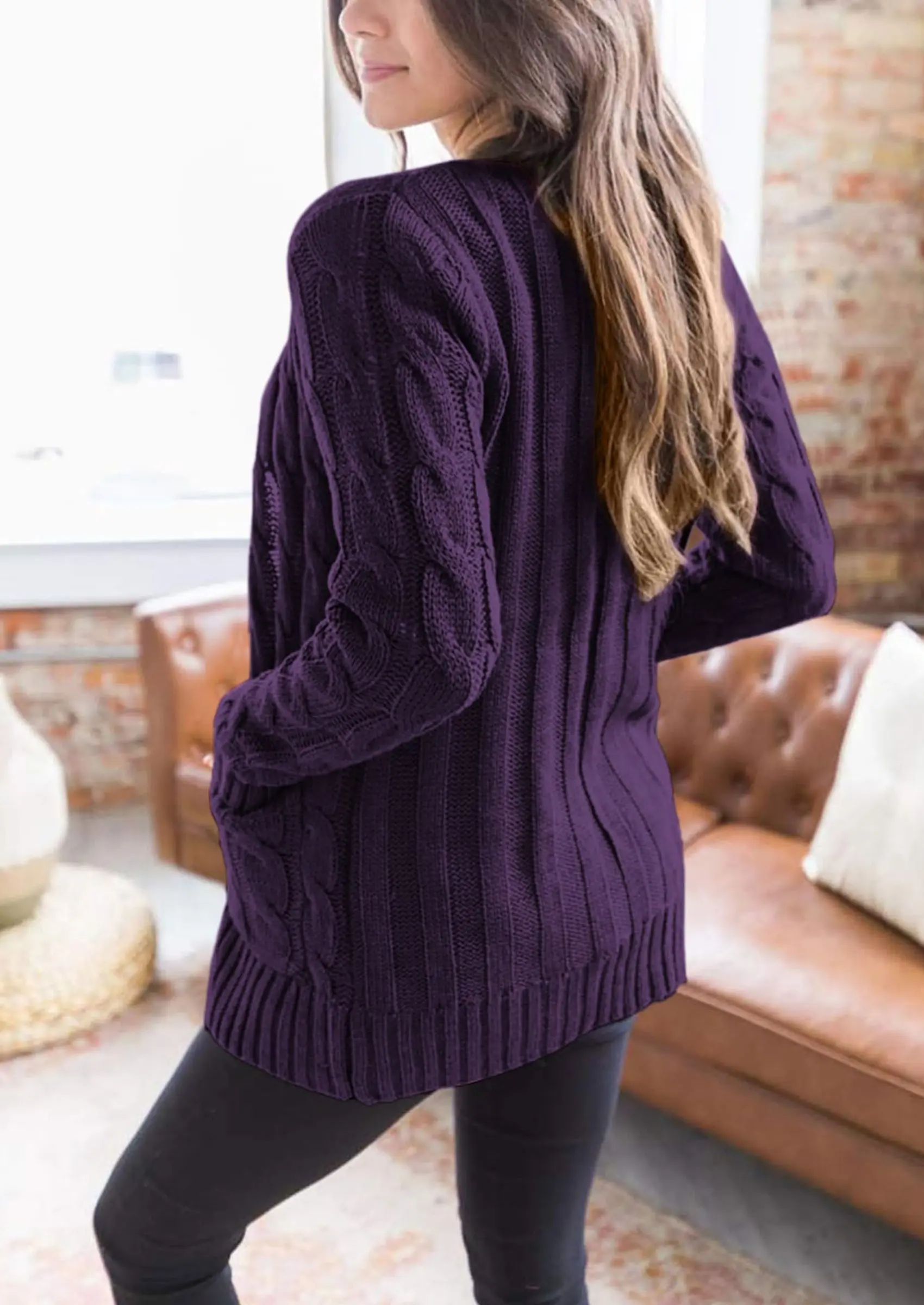 PRETTYGARDEN Women's Open Front Cardigan Sweaters Fall Fashion Button Down Cable Knit Chunky Winter Outerwear Coats - Image 72