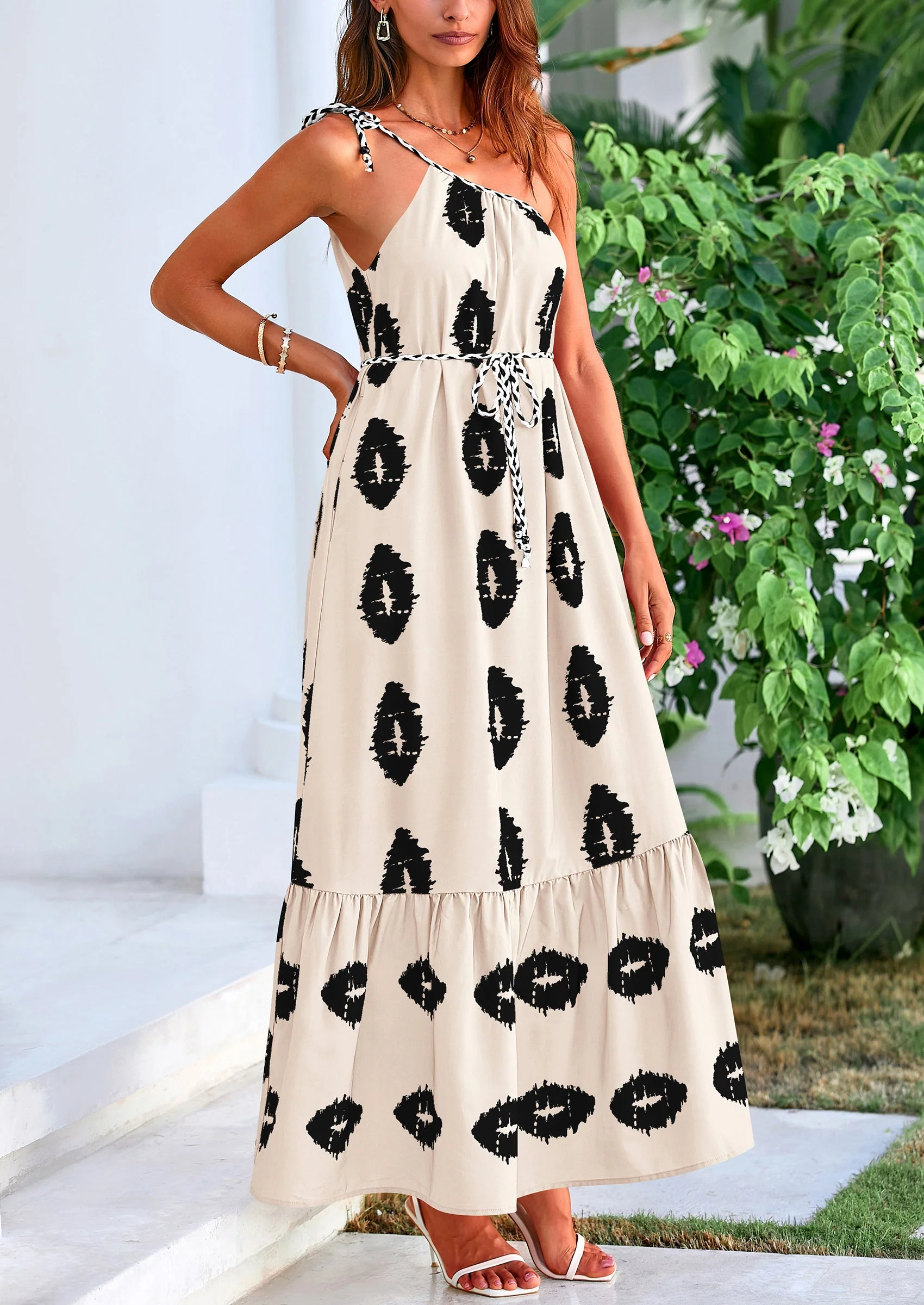 PRETTYGARDEN Women's Summer Maxi Dresses One Shoulder Printed Flowy Boho Beach Vacation Long Sundress - Image 29