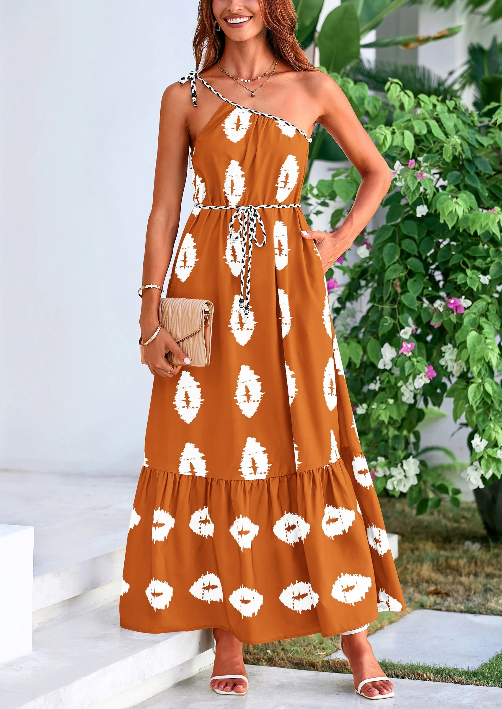 PRETTYGARDEN Women's Summer Maxi Dresses One Shoulder Printed Flowy Boho Beach Vacation Long Sundress - Image 34