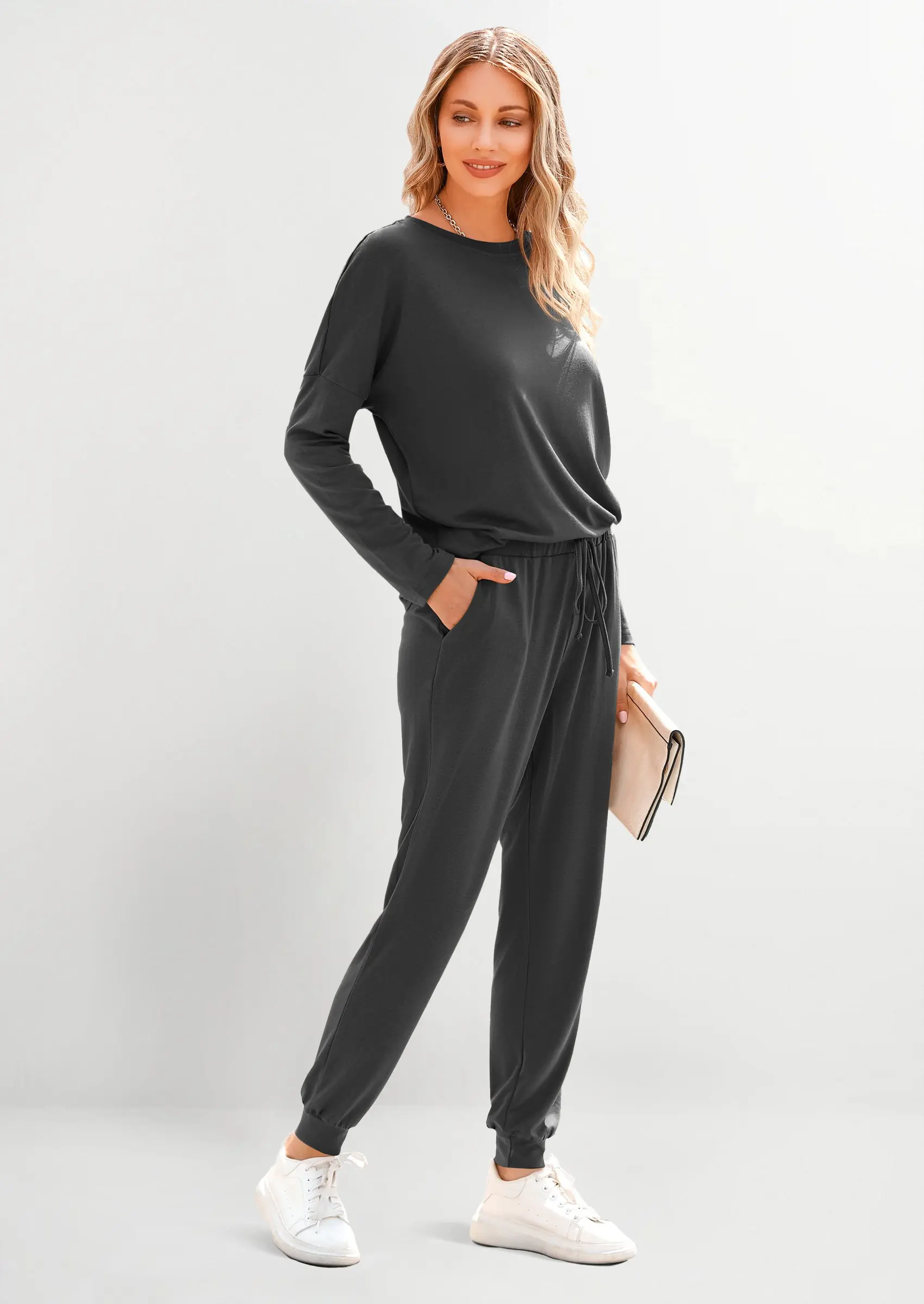 PRETTYGARDEN Lounge Outfit Long Sleeve Crewneck Pullover Tops High Waisted Pants Set Tracksuit - Image 33