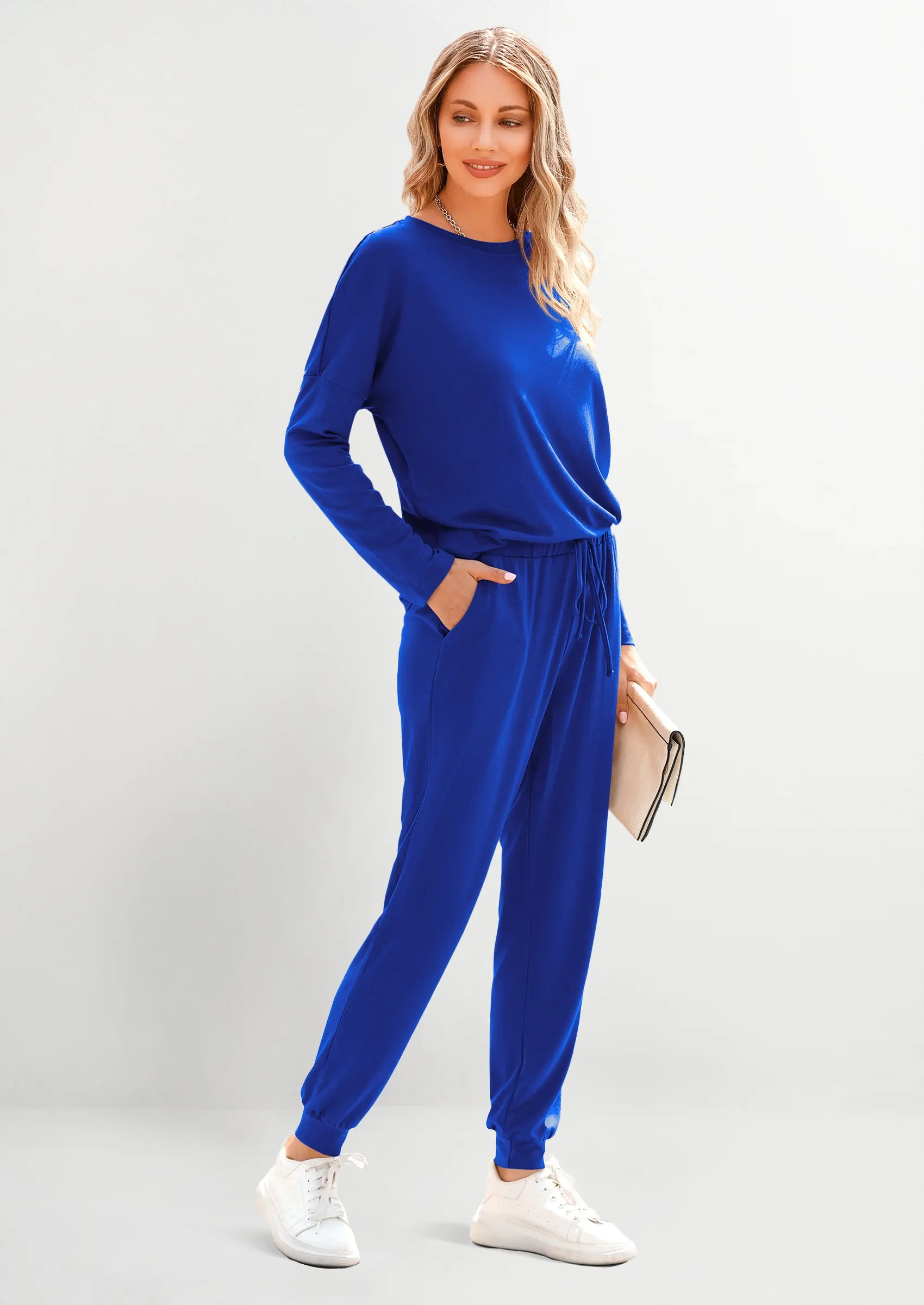 PRETTYGARDEN Lounge Outfit Long Sleeve Crewneck Pullover Tops High Waisted Pants Set Tracksuit - Image 72