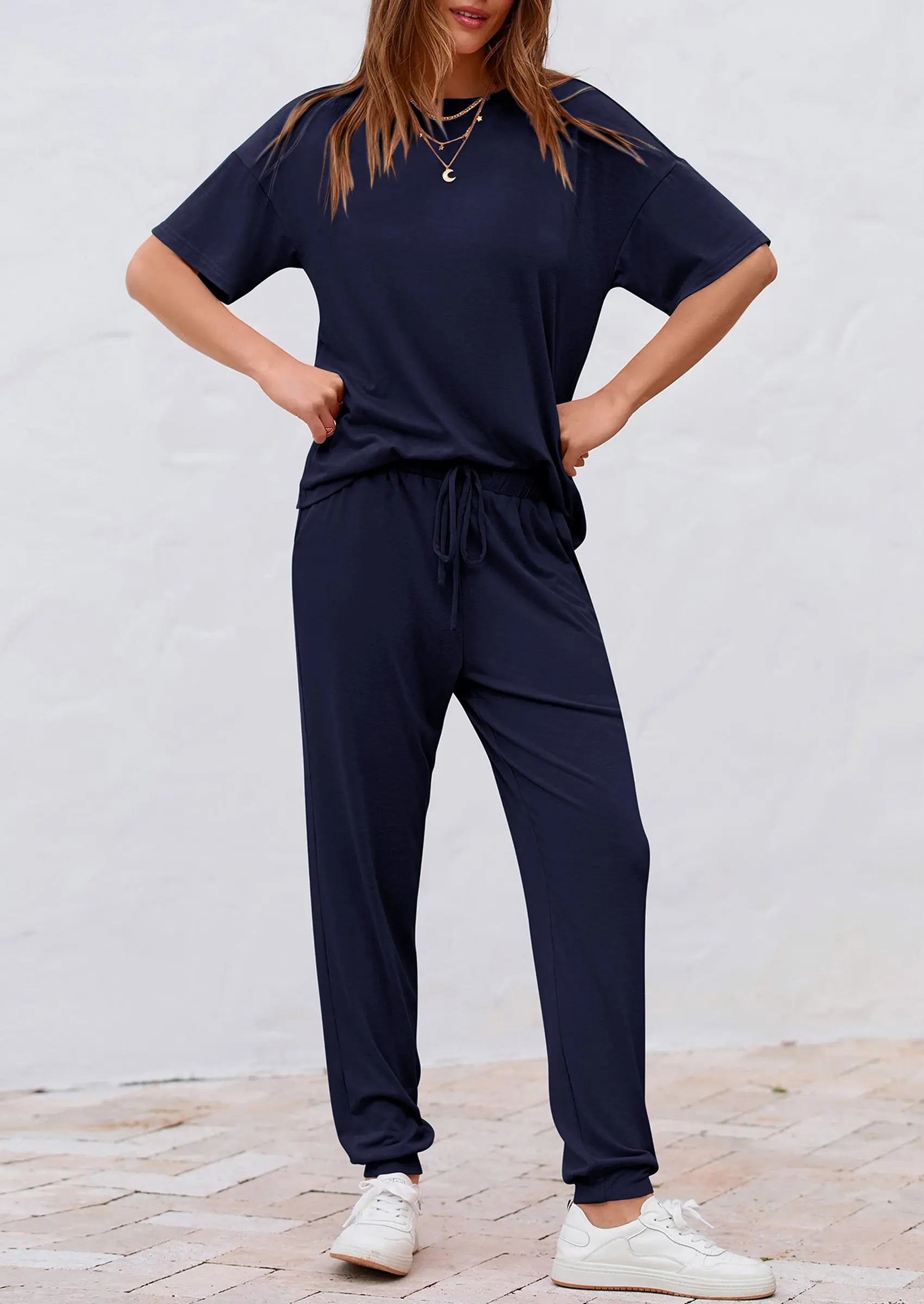 PRETTYGARDEN Women's Two Piece Lounge Sets Spring Summer Jogger Pants Vacation Outfits Travel Airplane Matching Clothes - Image 21