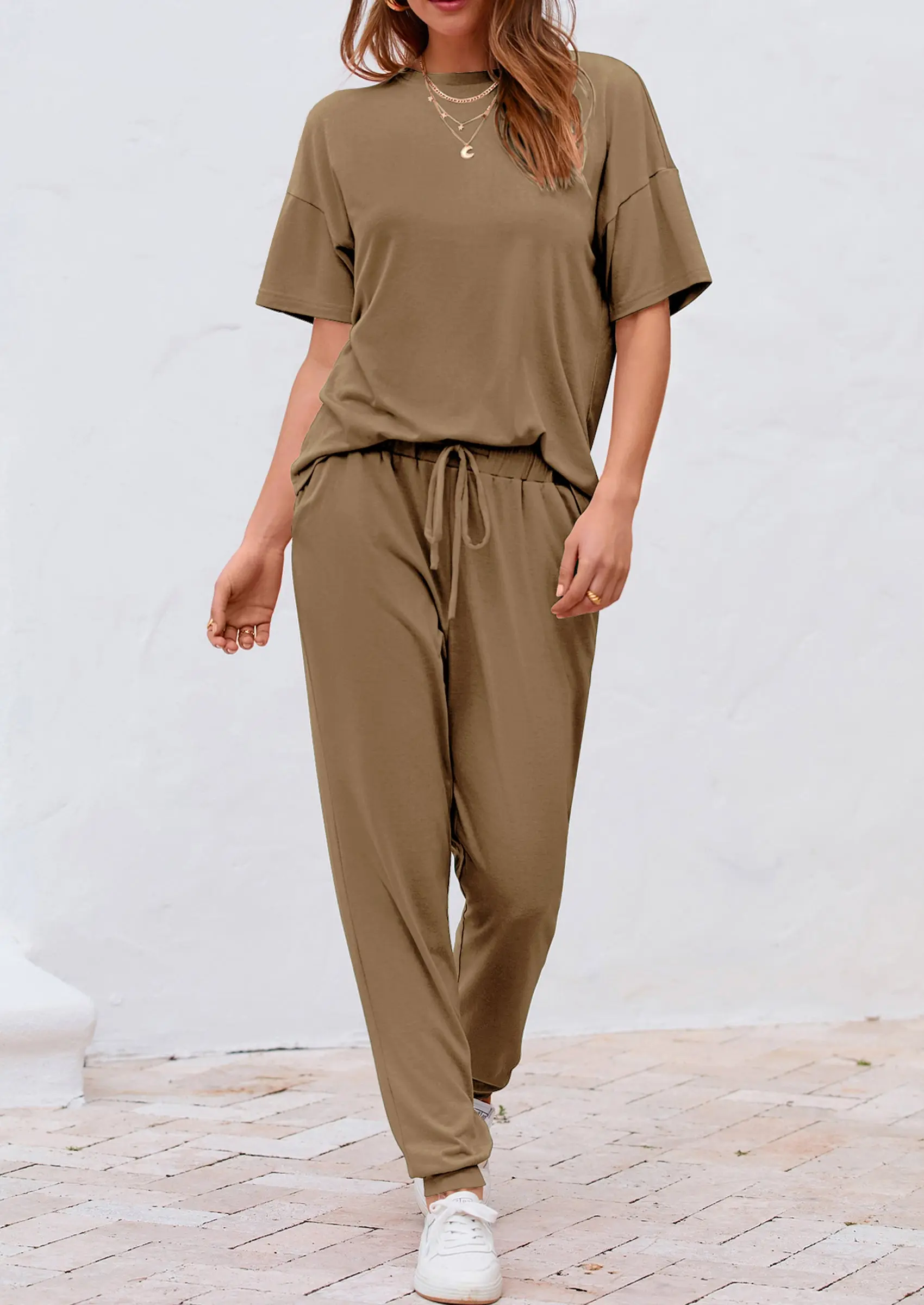 PRETTYGARDEN Women's Two Piece Lounge Sets Spring Summer Jogger Pants Vacation Outfits Travel Airplane Matching Clothes - Image 61