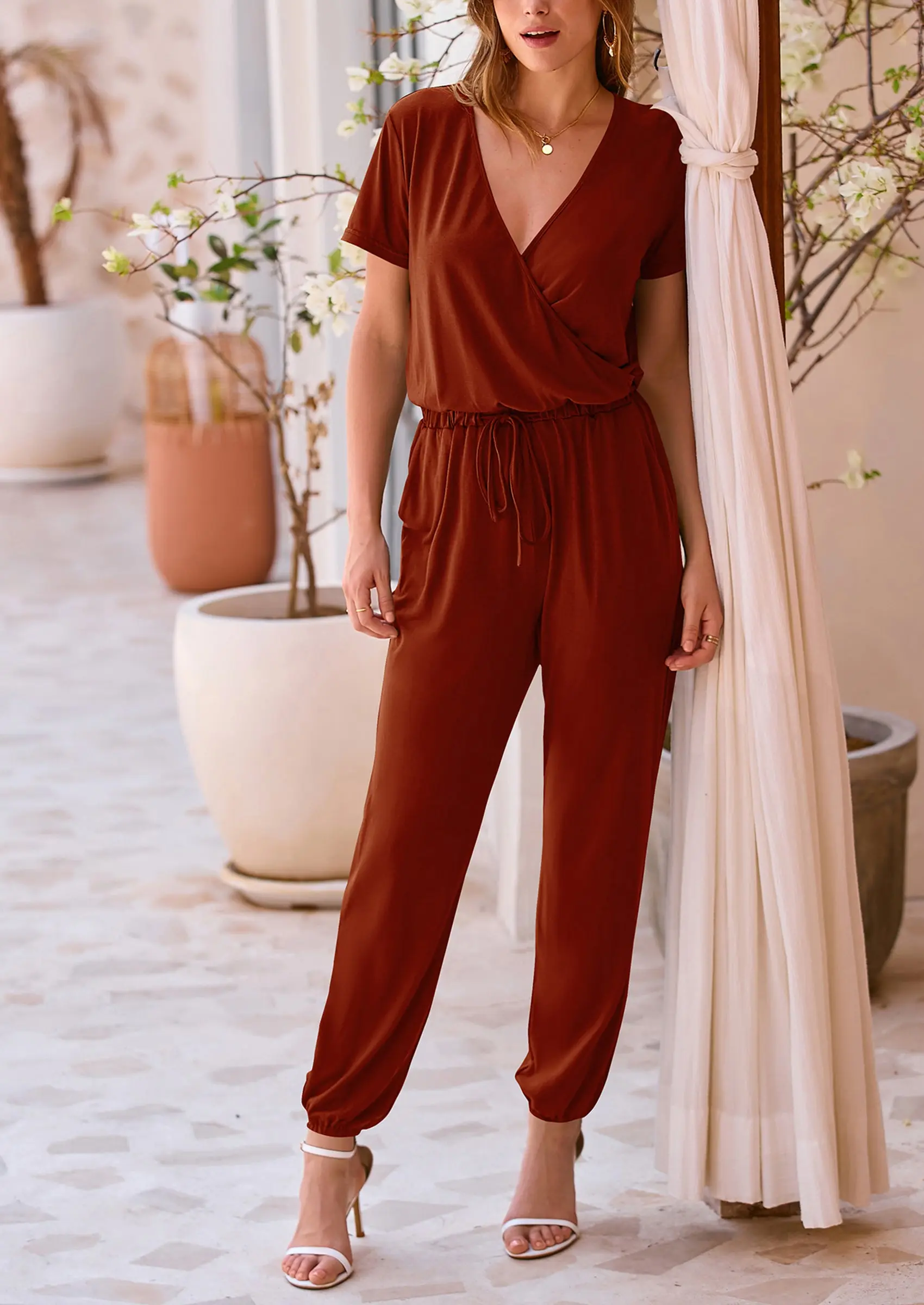 PRETTYGARDEN Jumpsuits for Women Dressy Summer Casual Short Sleeve Romper Spring Airport Beach Vacation Travel Outfits - Image 31