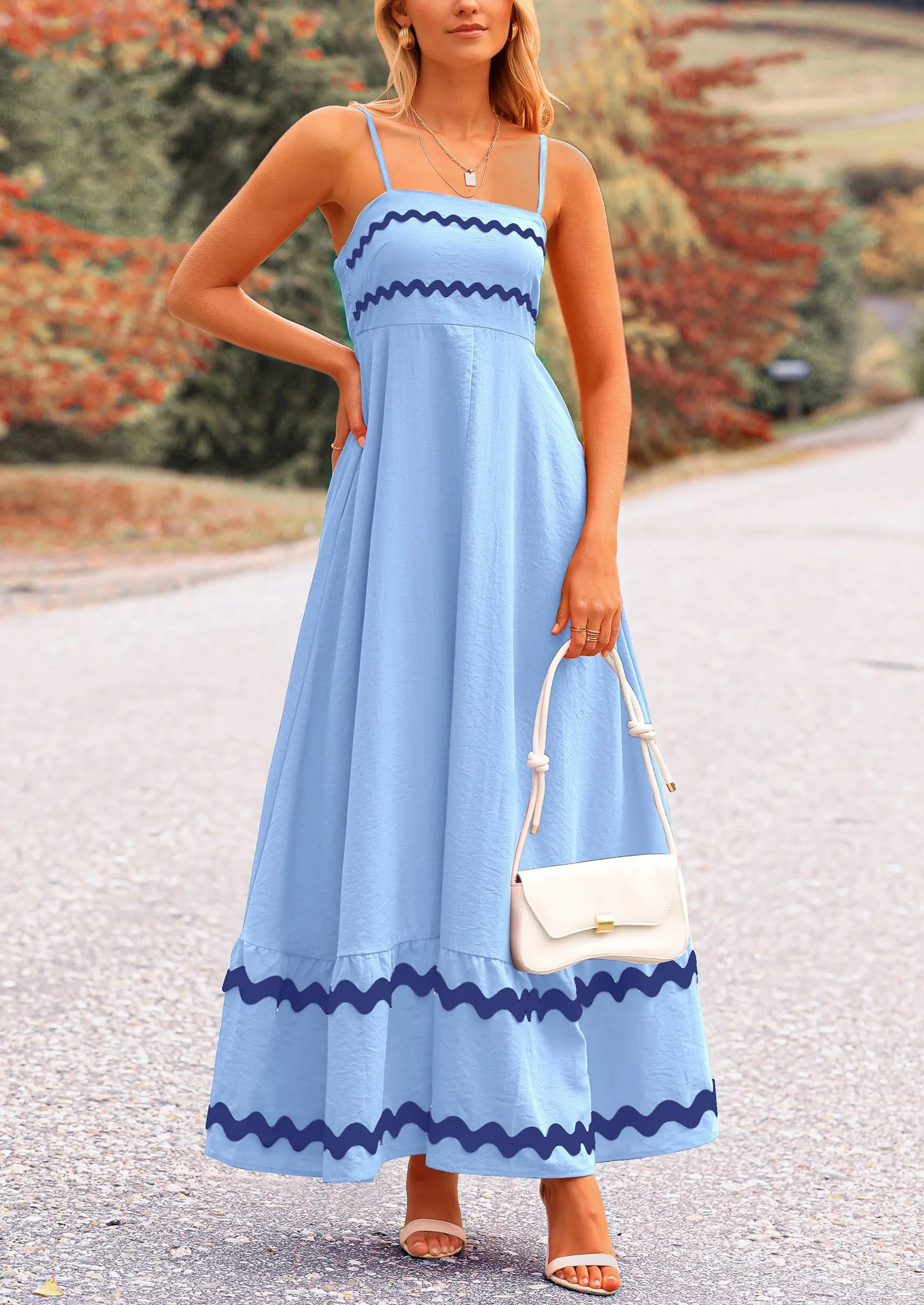 PRETTYGARDEN Women's Summer Flowy Maxi Dress Casual Sleeveless Spaghetti Strap Ruffle Beach Long Dresses - Image 3