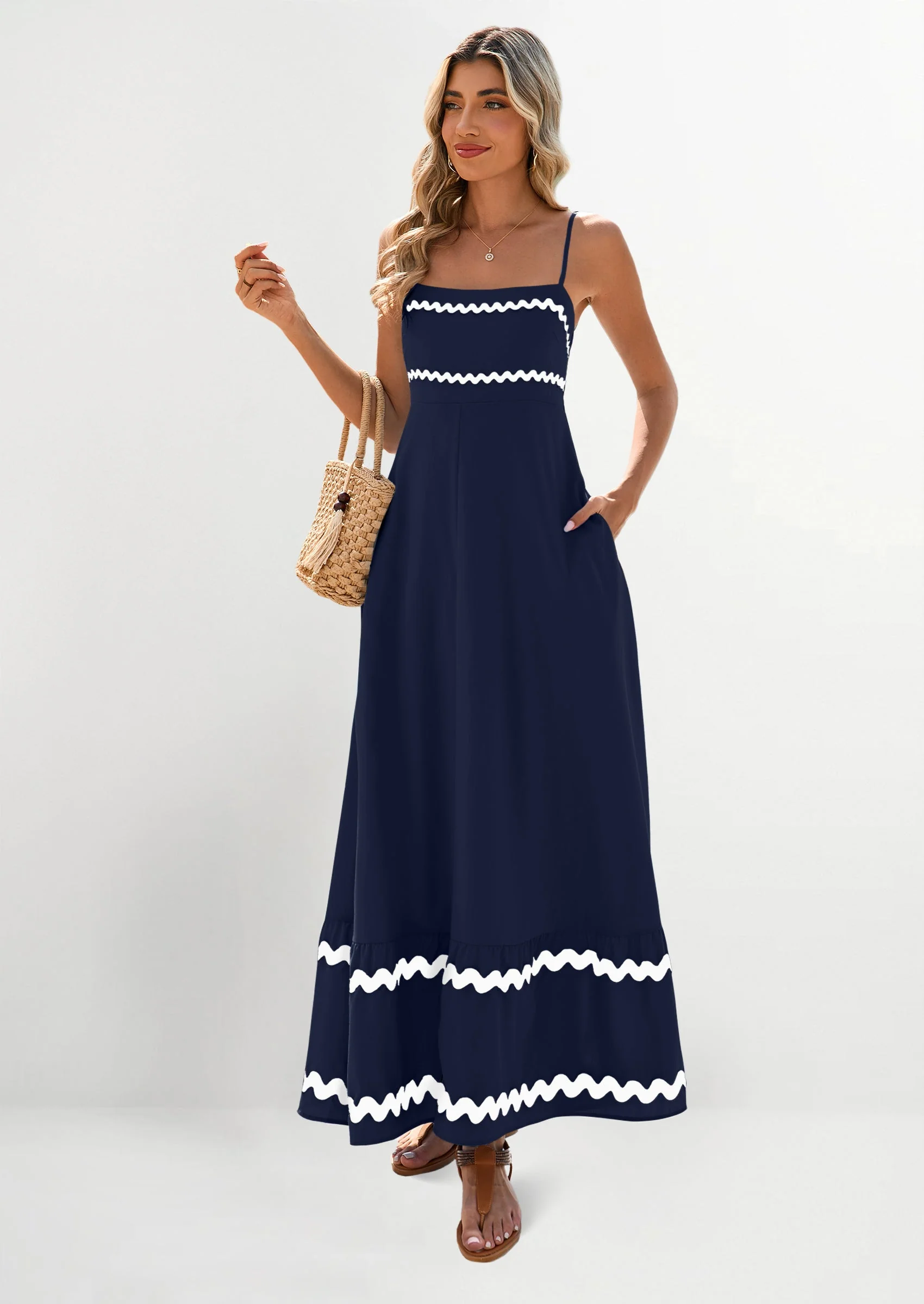 PRETTYGARDEN Women's Summer Flowy Maxi Dress Casual Sleeveless Spaghetti Strap Ruffle Beach Long Dresses - Image 33