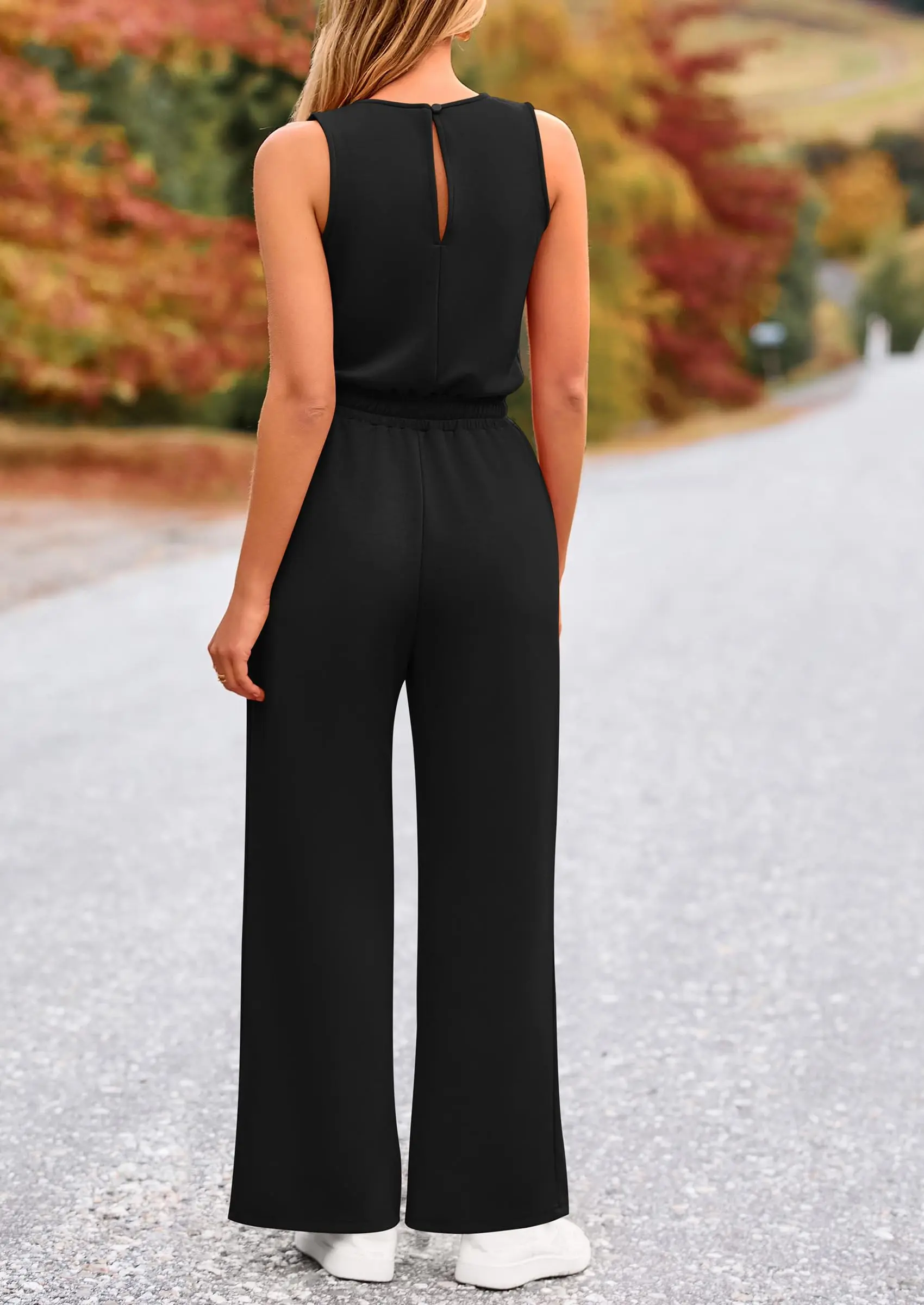 PRETTYGARDEN Womens Jumpsuits Summer Casual One Piece Outfits Sleeveless Wide Leg Long Pants Rompers - Image 17