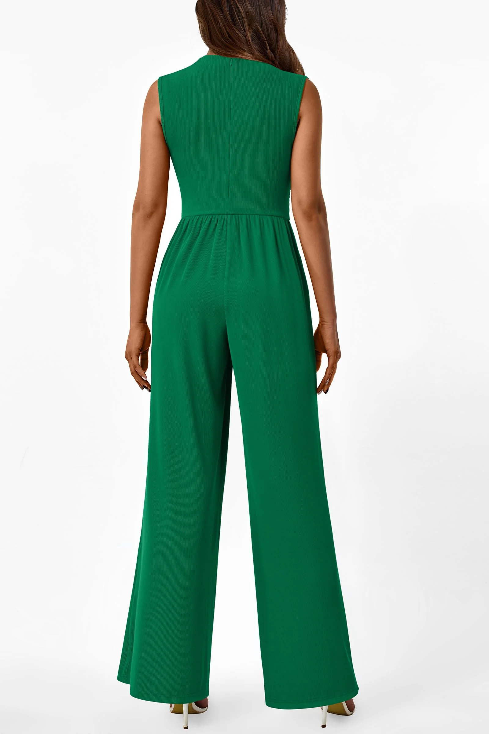 PRETTYGARDEN Womens Summer Jumpsuits Dressy Casual One Piece Outfits Sleeveless Mock Neck Wide Leg Pants Rompers with Pockets - Image 150