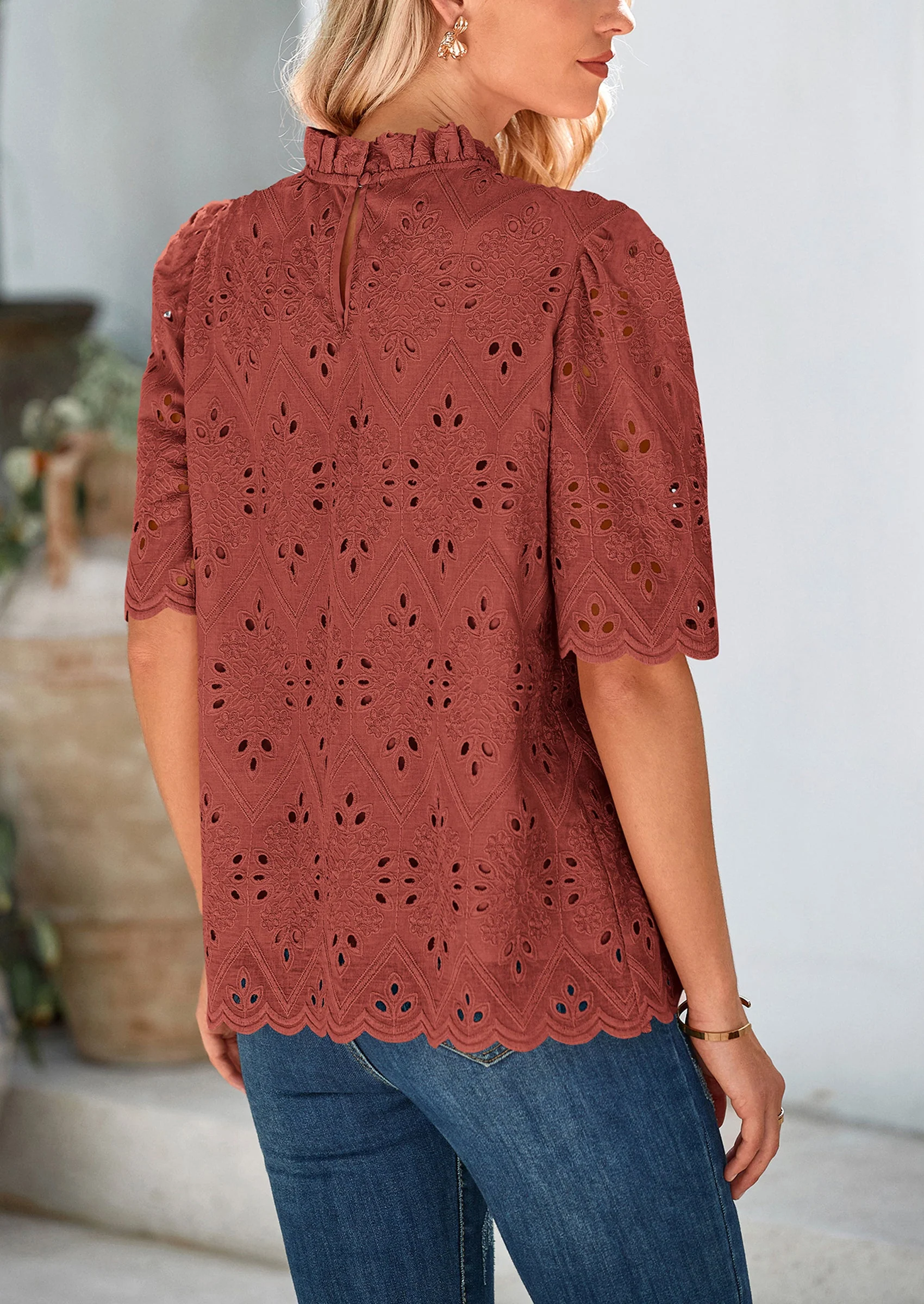 PRETTYGARDEN Womens Summer Tops Trendy Short Sleeve Eyelet Embroidered Dressy Casual Blouse Shirts - Image 27