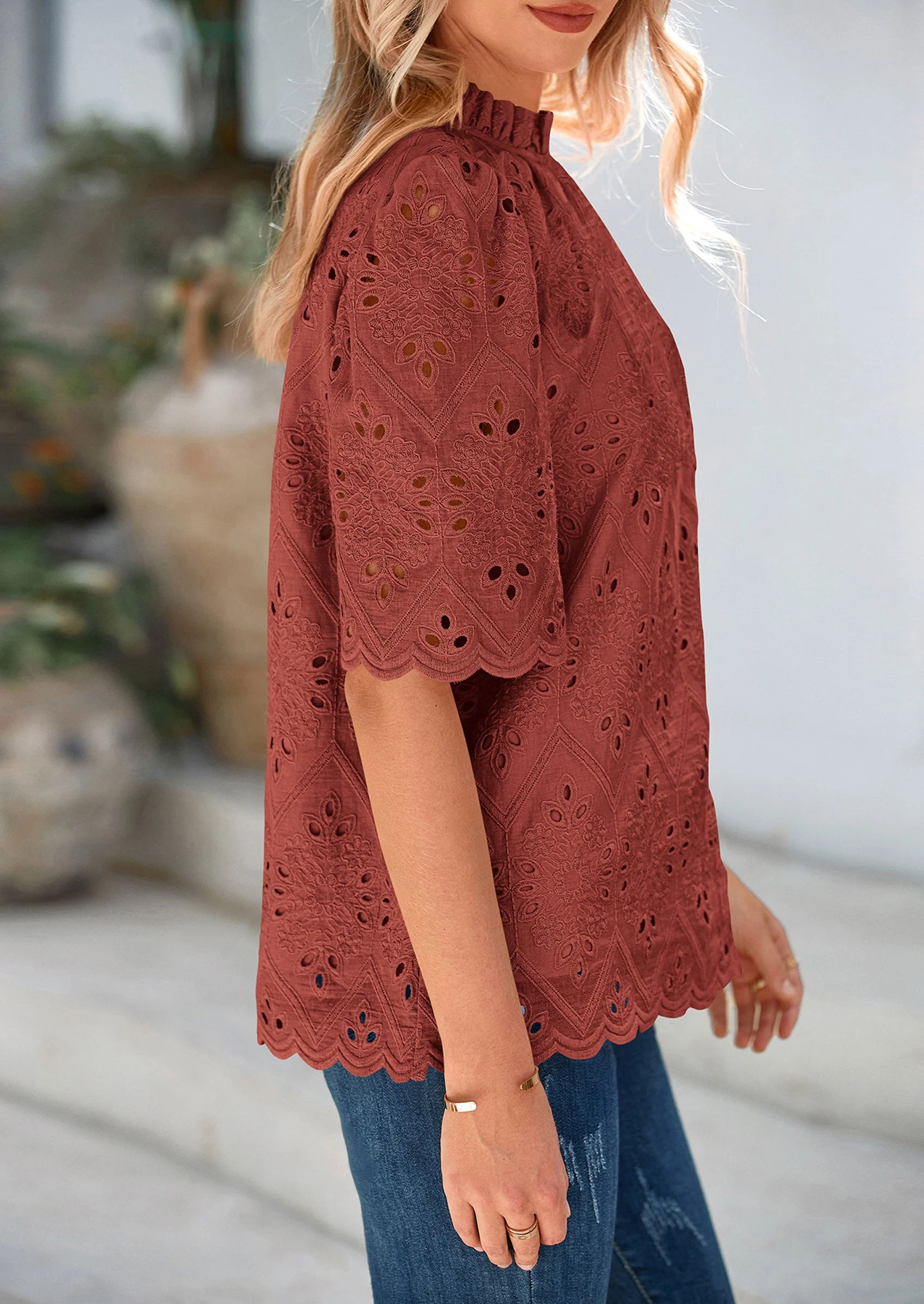 PRETTYGARDEN Womens Summer Tops Trendy Short Sleeve Eyelet Embroidered Dressy Casual Blouse Shirts - Image 30