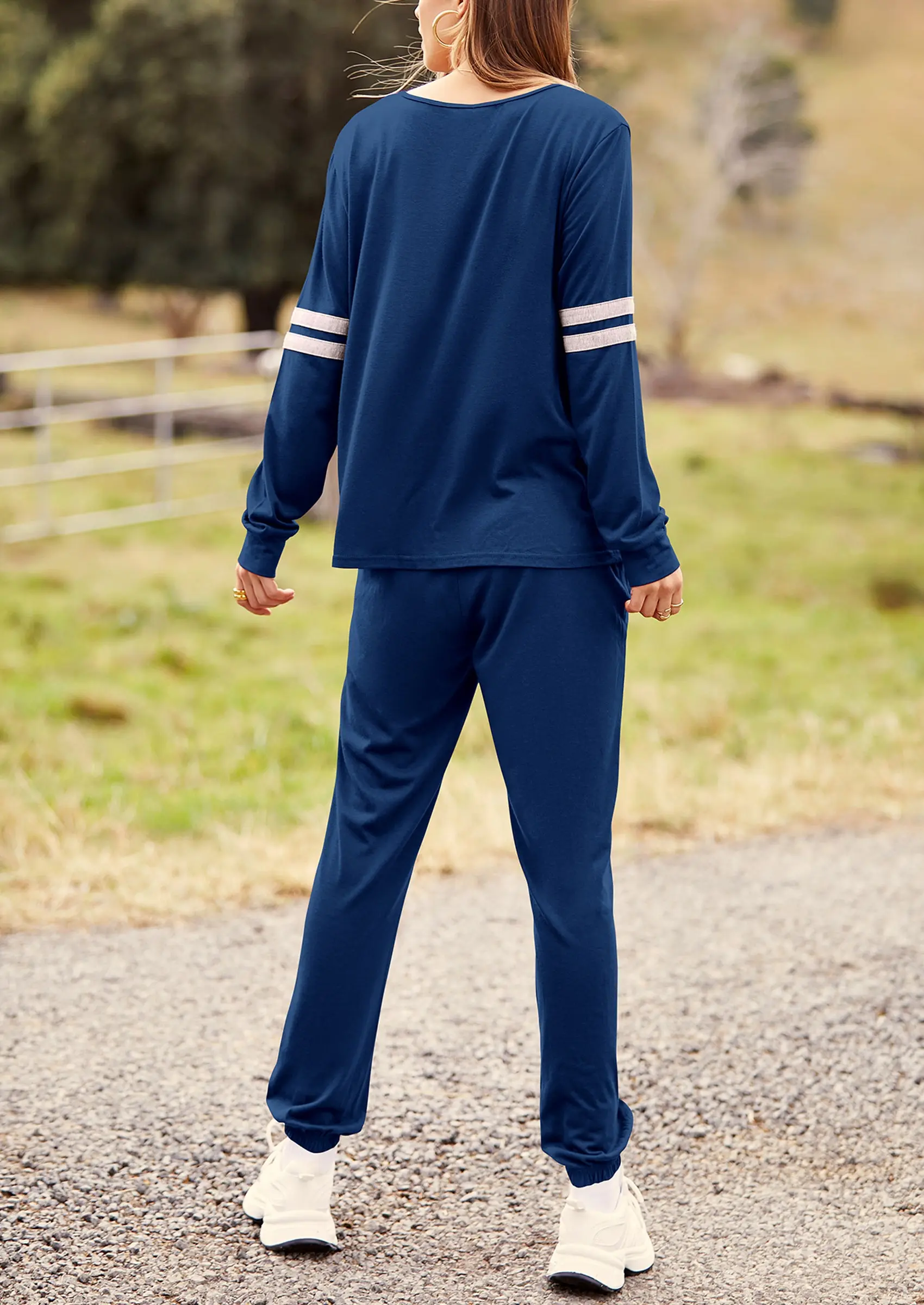 PRETTYGARDEN Women's Color Block 2 Piece Spring Tracksuit Crewneck Long Sleeve Tops Long Sweatpants Outfits Lounge Sets - Image 39