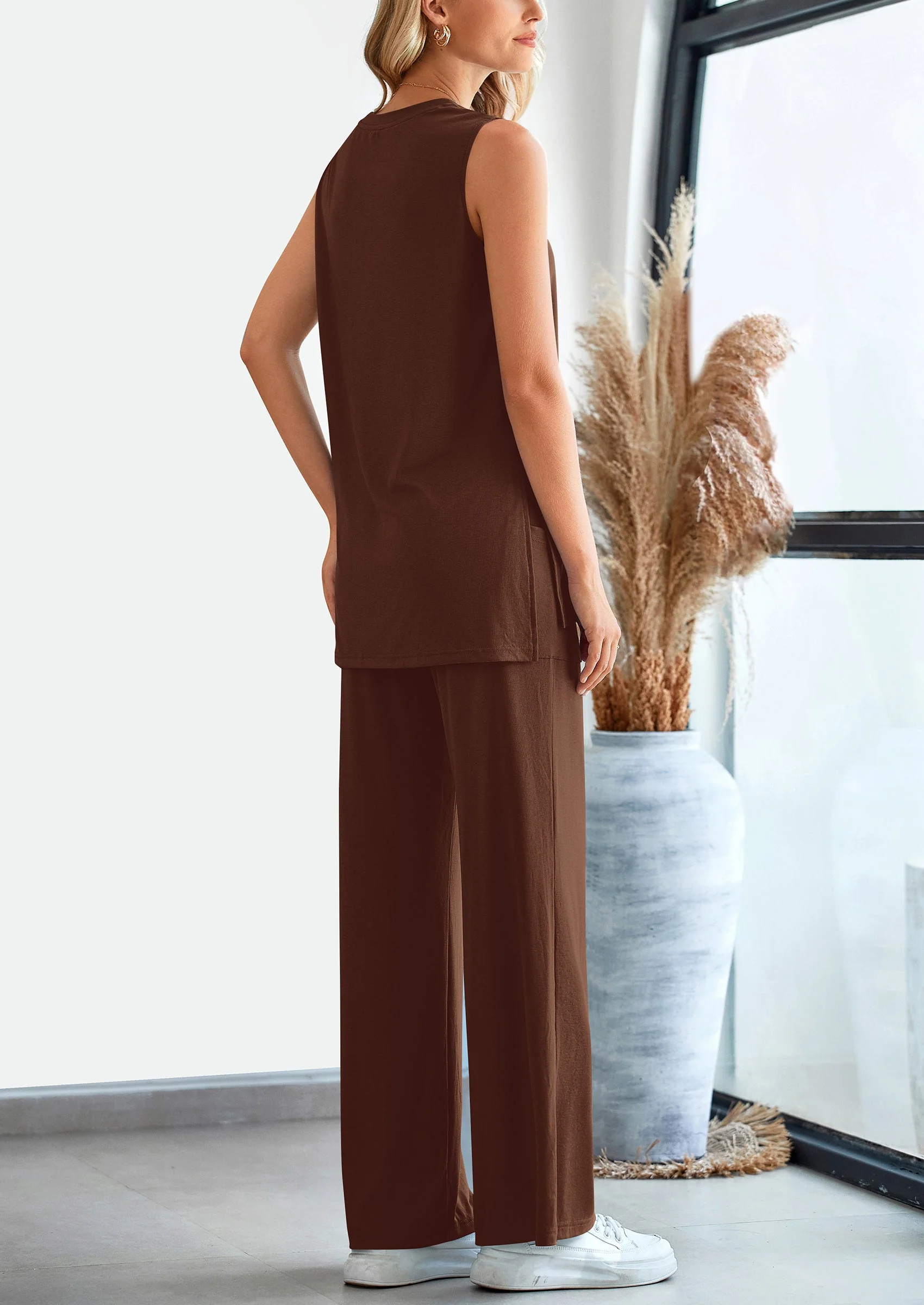 PRETTYGARDEN 2 Piece Set Loose Tank Top Wide Leg Pants Casual Matching Outfits Tracksuit - Image 21