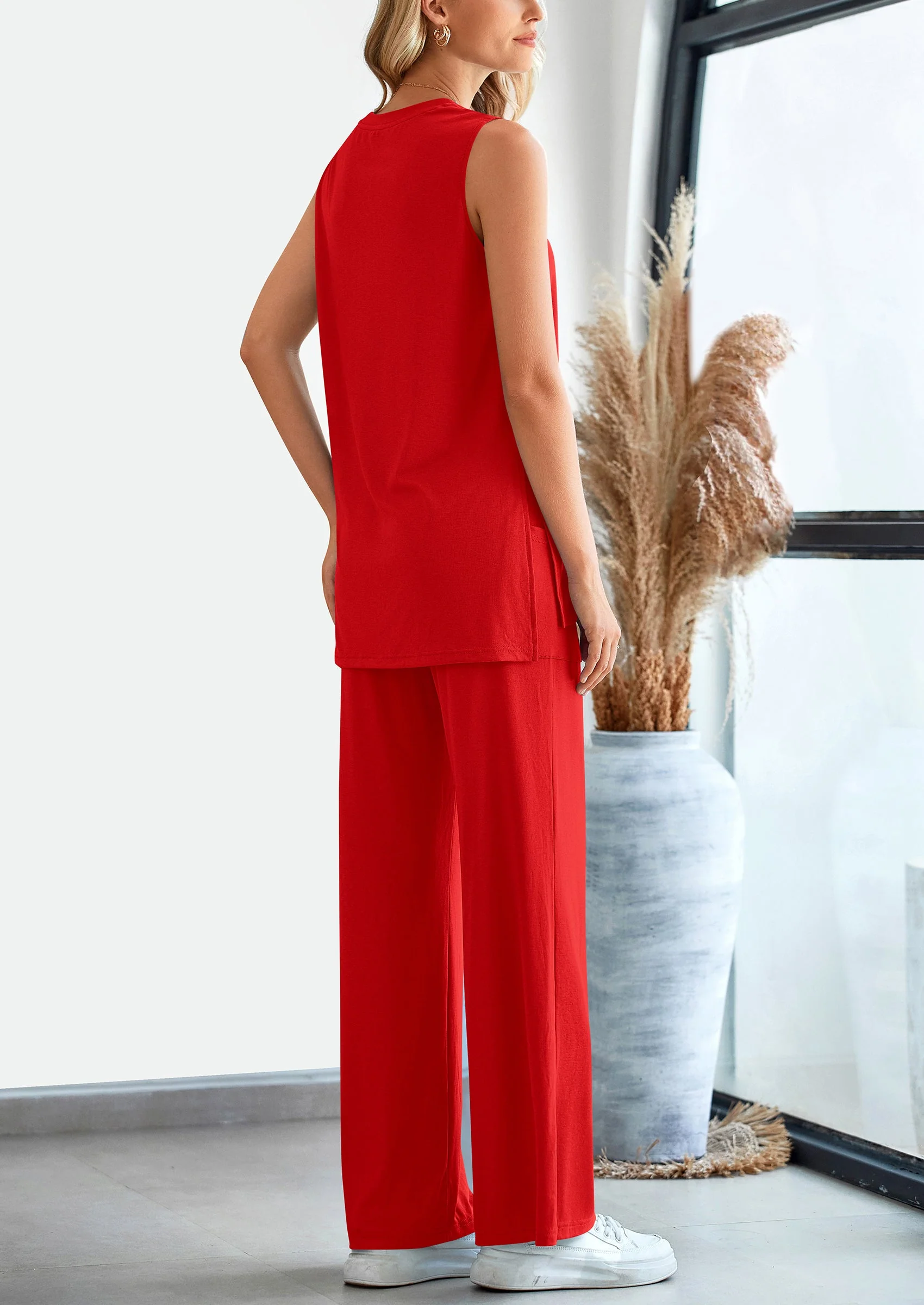 PRETTYGARDEN 2 Piece Set Loose Tank Top Wide Leg Pants Casual Matching Outfits Tracksuit - Image 33
