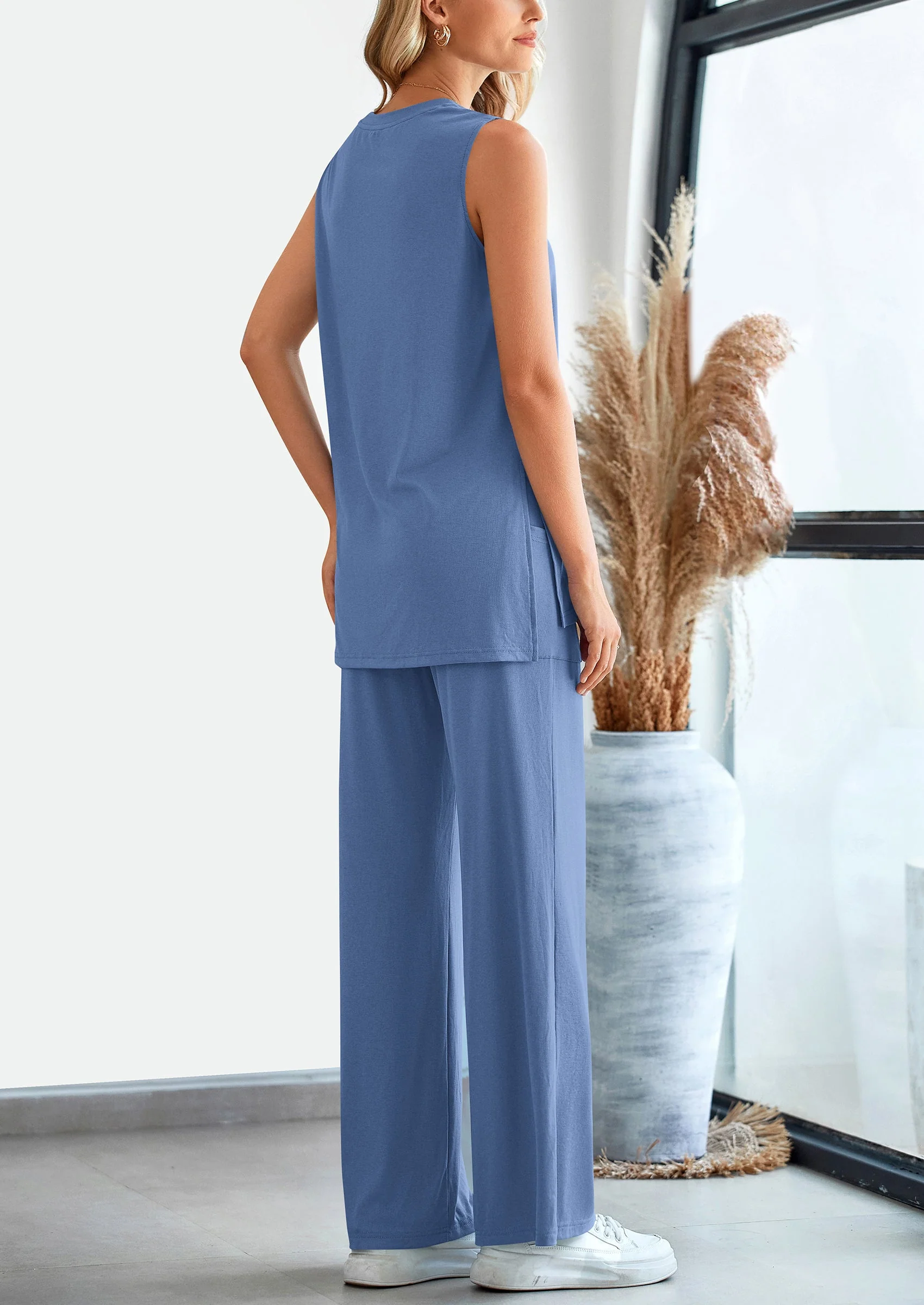 PRETTYGARDEN 2 Piece Set Loose Tank Top Wide Leg Pants Casual Matching Outfits Tracksuit - Image 39