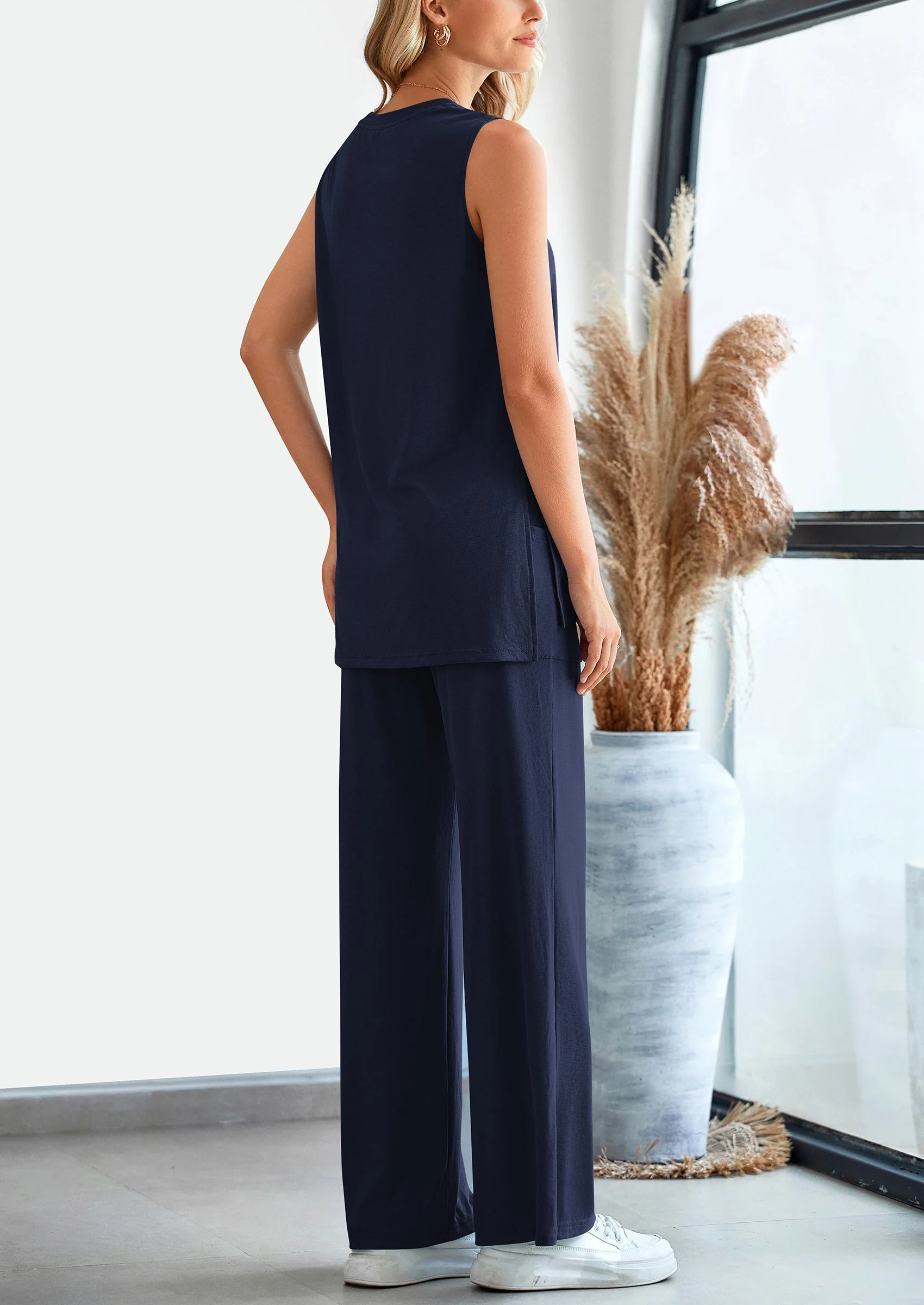 PRETTYGARDEN 2 Piece Set Loose Tank Top Wide Leg Pants Casual Matching Outfits Tracksuit - Image 45