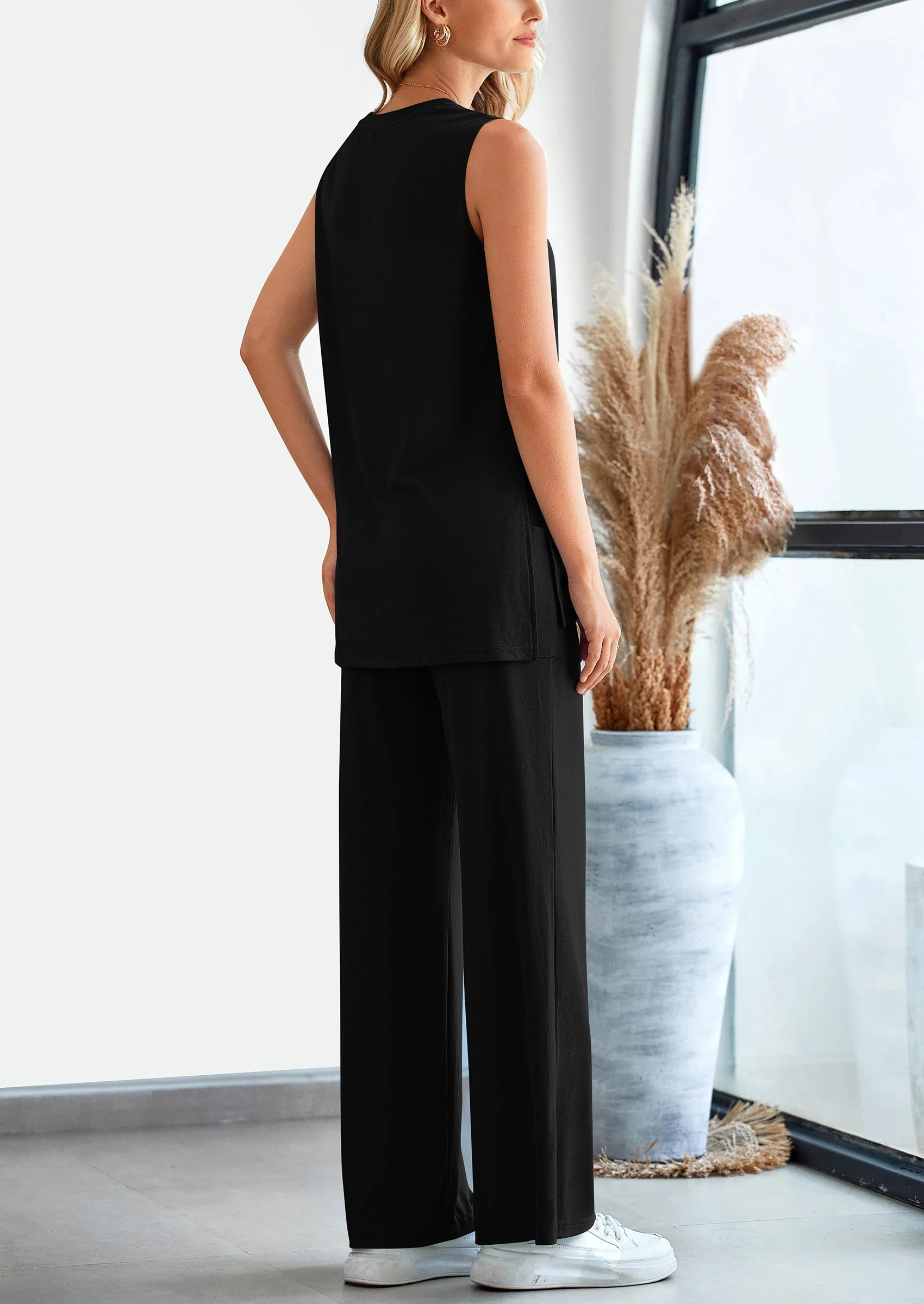 PRETTYGARDEN 2 Piece Set Loose Tank Top Wide Leg Pants Casual Matching Outfits Tracksuit - Image 9