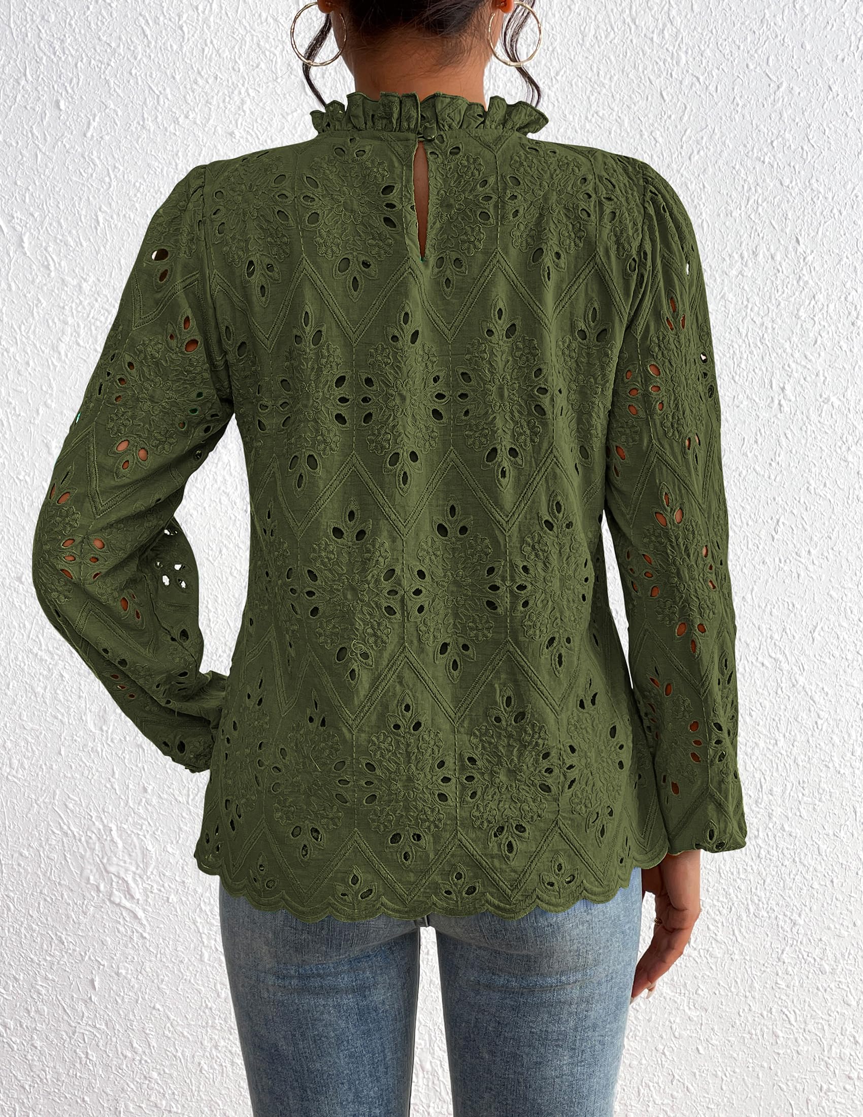 PRETTYGARDEN Womens Tops Dressy Casual Spring Long Sleeve Shirts Embroidered Eyelet Blouses Going Out Outfits - Image 31