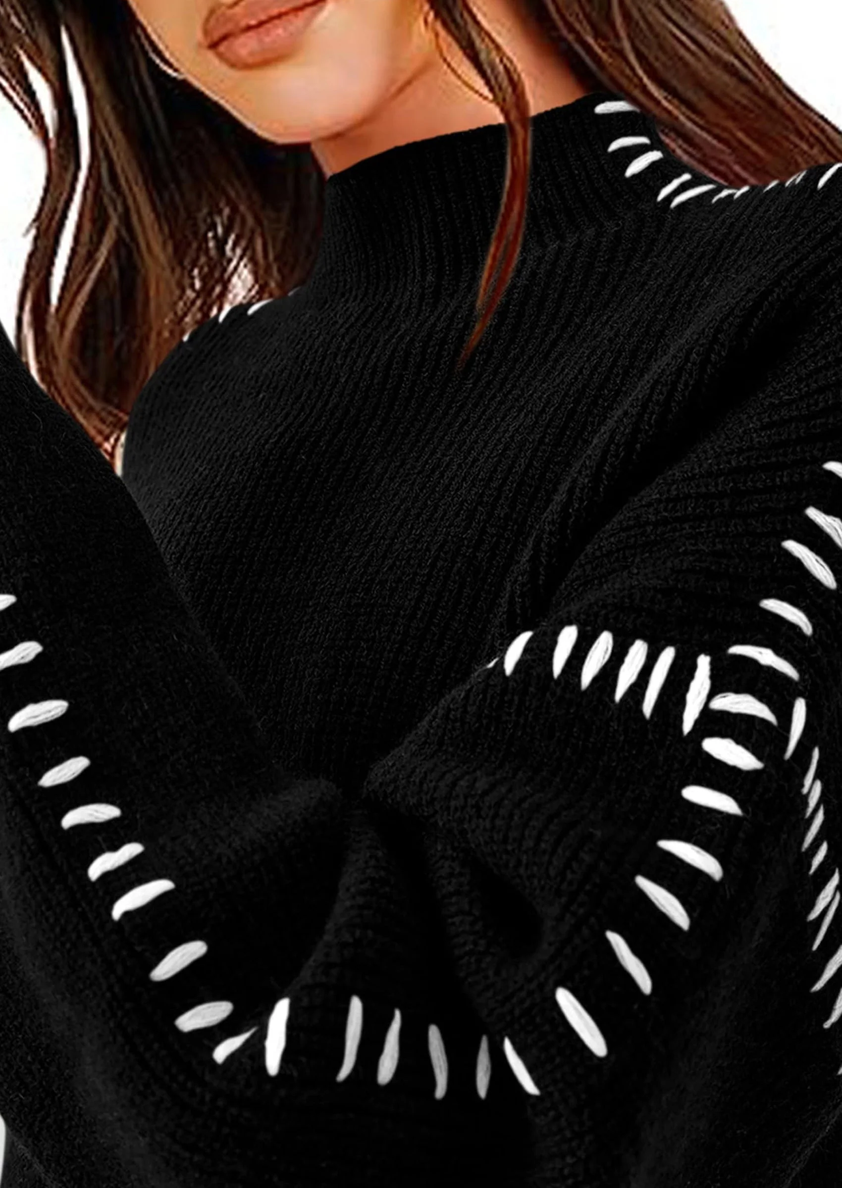 PRETTYGARDEN Women's Chunky Knit Sweaters Fall Long Sleeve Mock Neck Oversized Pullover Tops Winter Fashion Clothes - Image 24