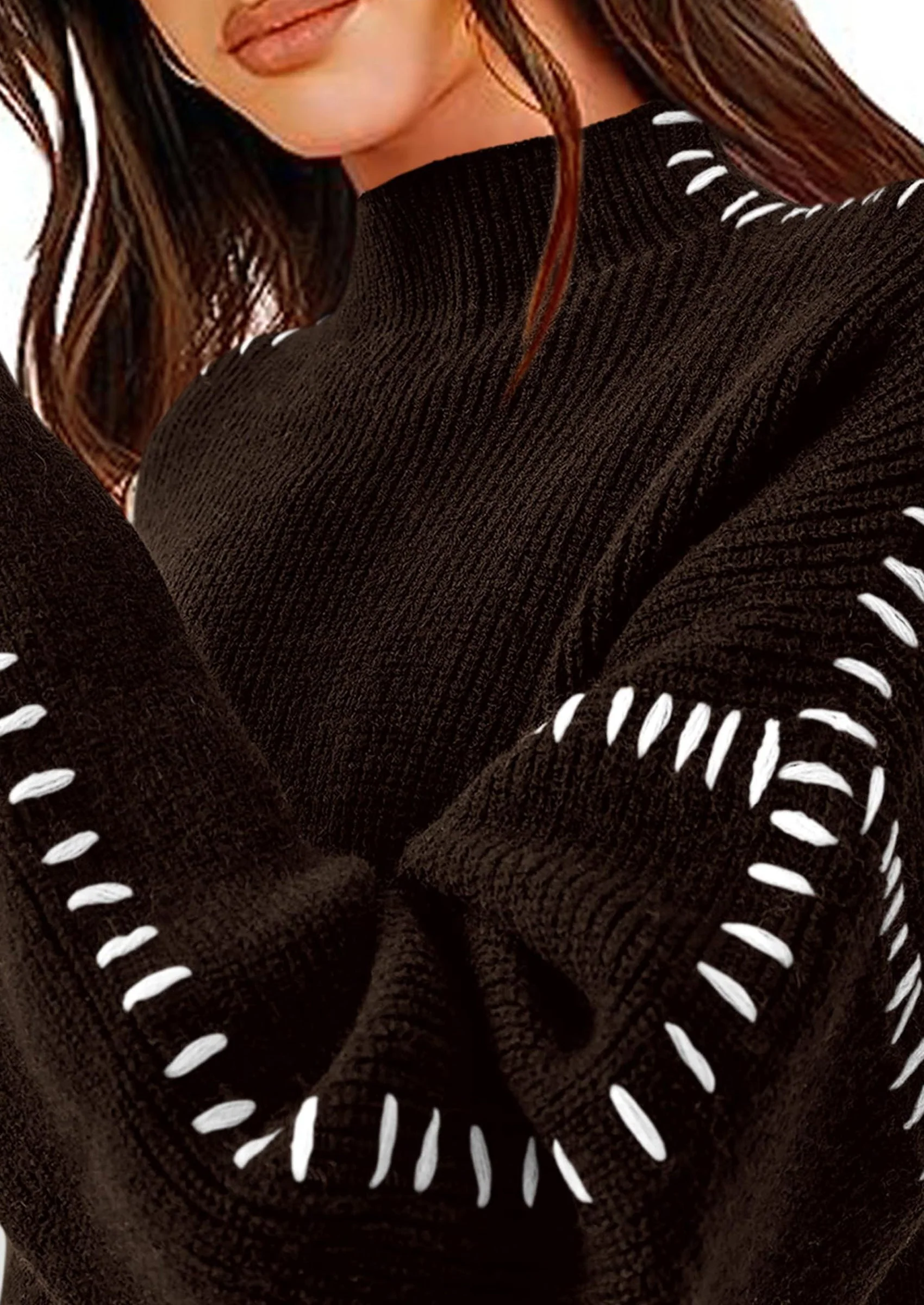 PRETTYGARDEN Women's Chunky Knit Sweaters Fall Long Sleeve Mock Neck Oversized Pullover Tops Winter Fashion Clothes - Image 48